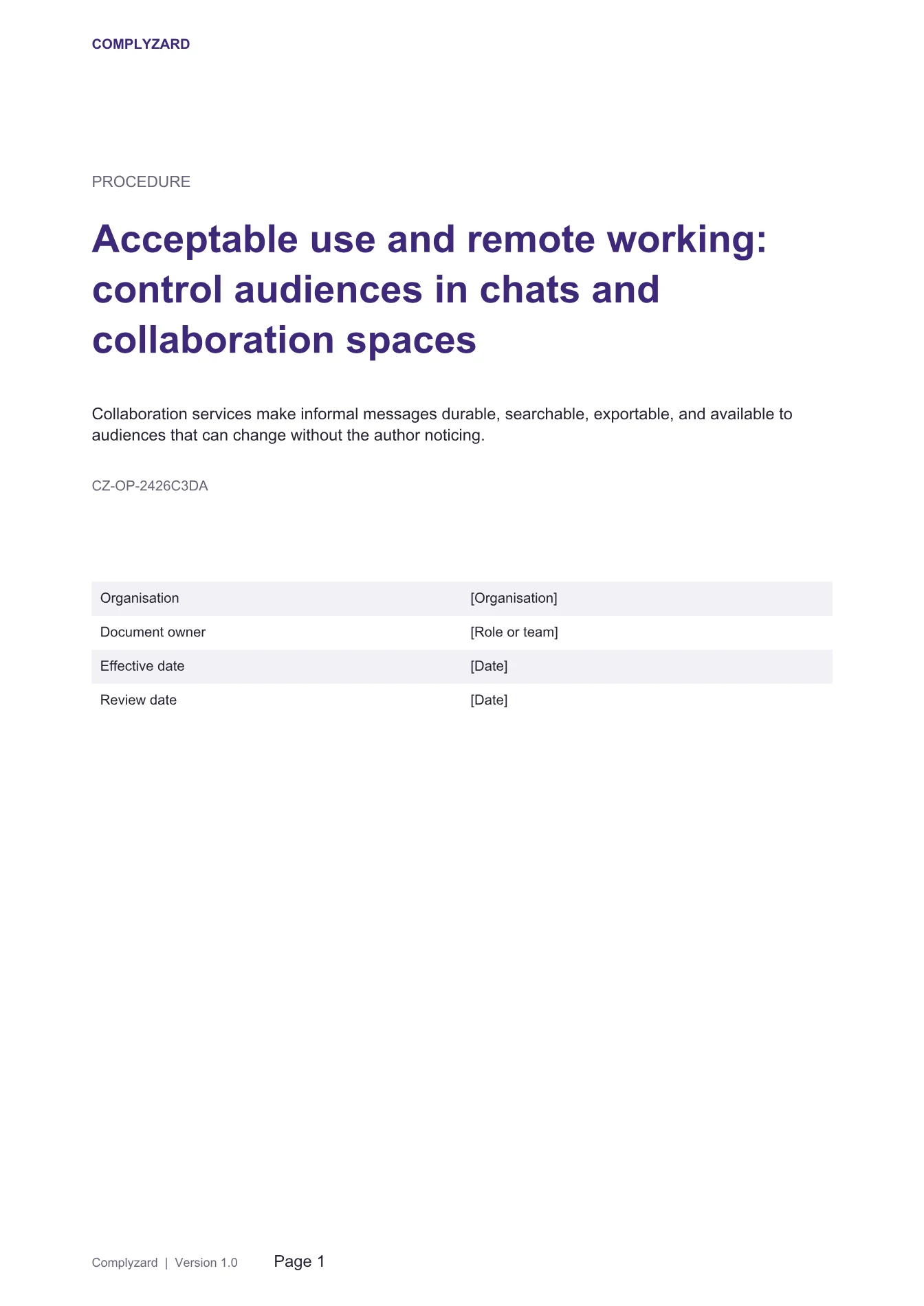 Cover of Acceptable use and remote working: control audiences in chats and collaboration spaces
