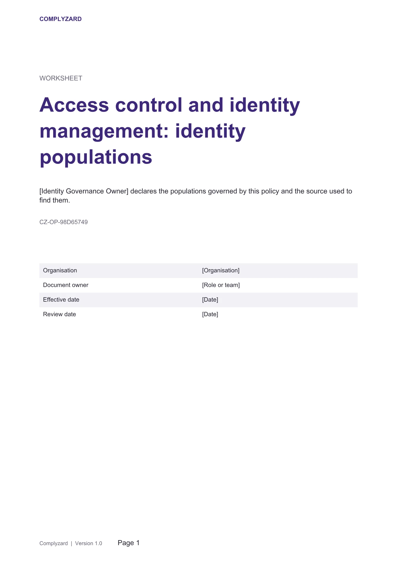 Cover of Access control and identity management: identity populations