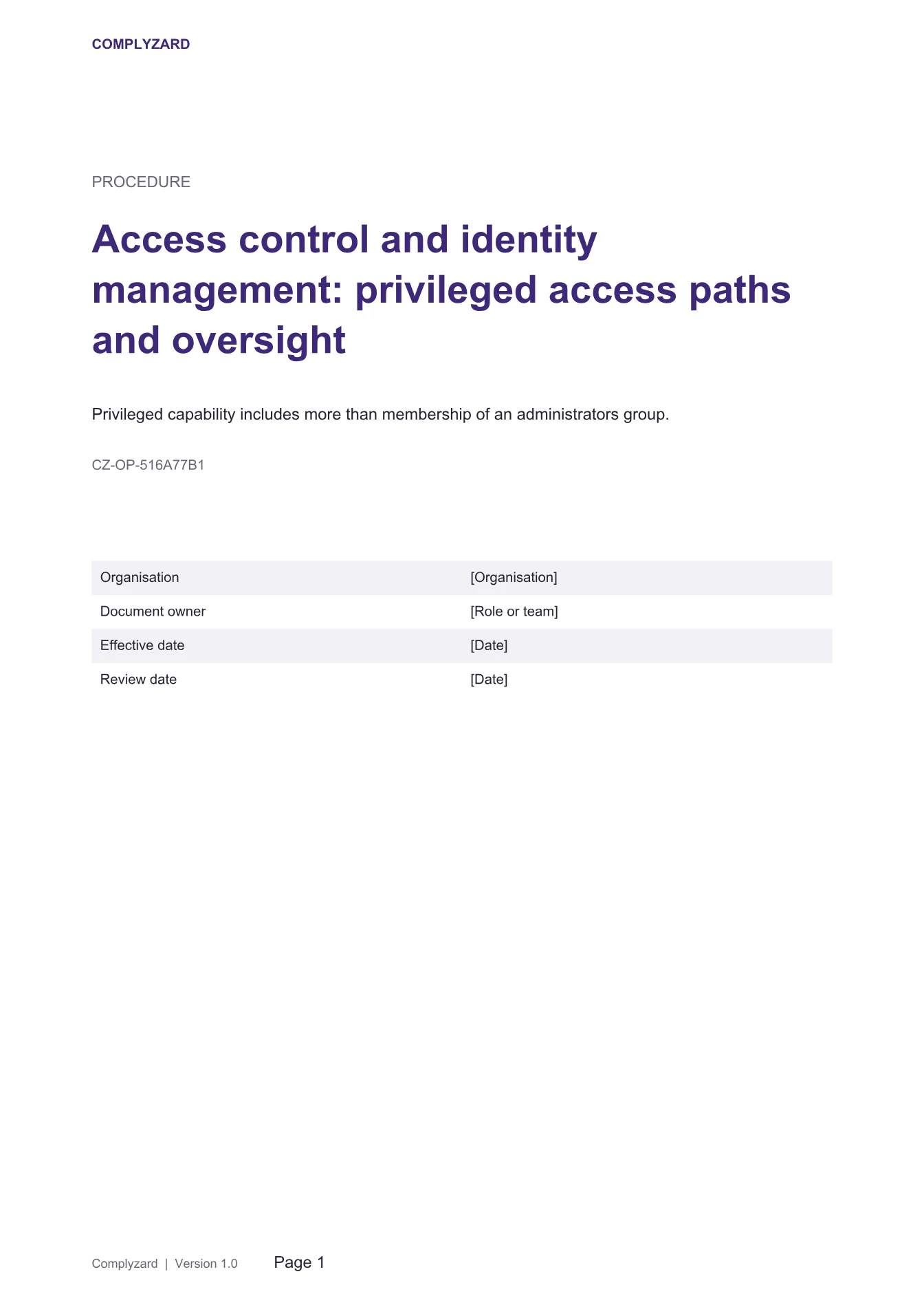 Cover of Access control and identity management: privileged access paths and oversight