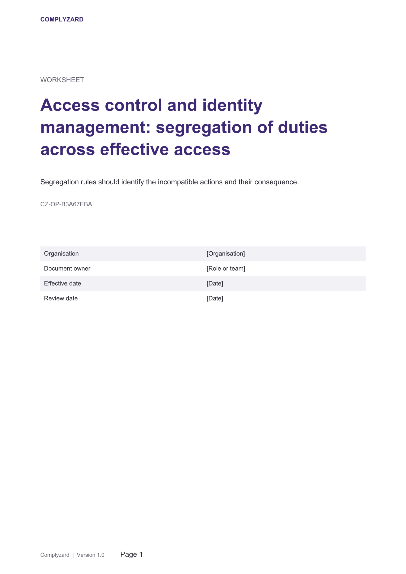 Cover of Access control and identity management: segregation of duties across effective access