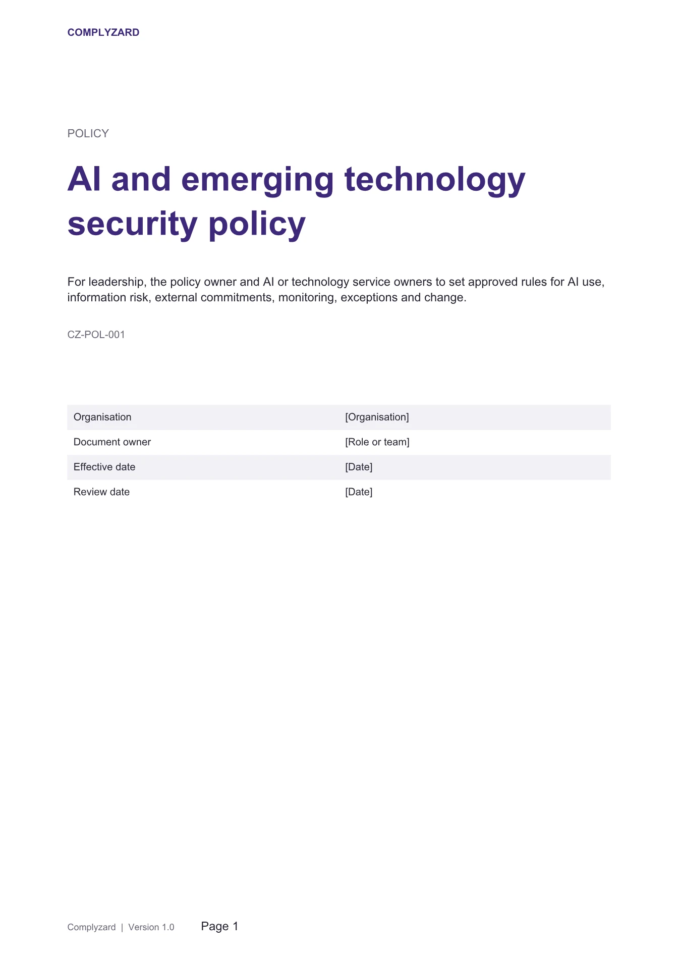 Cover of AI and emerging technology security policy