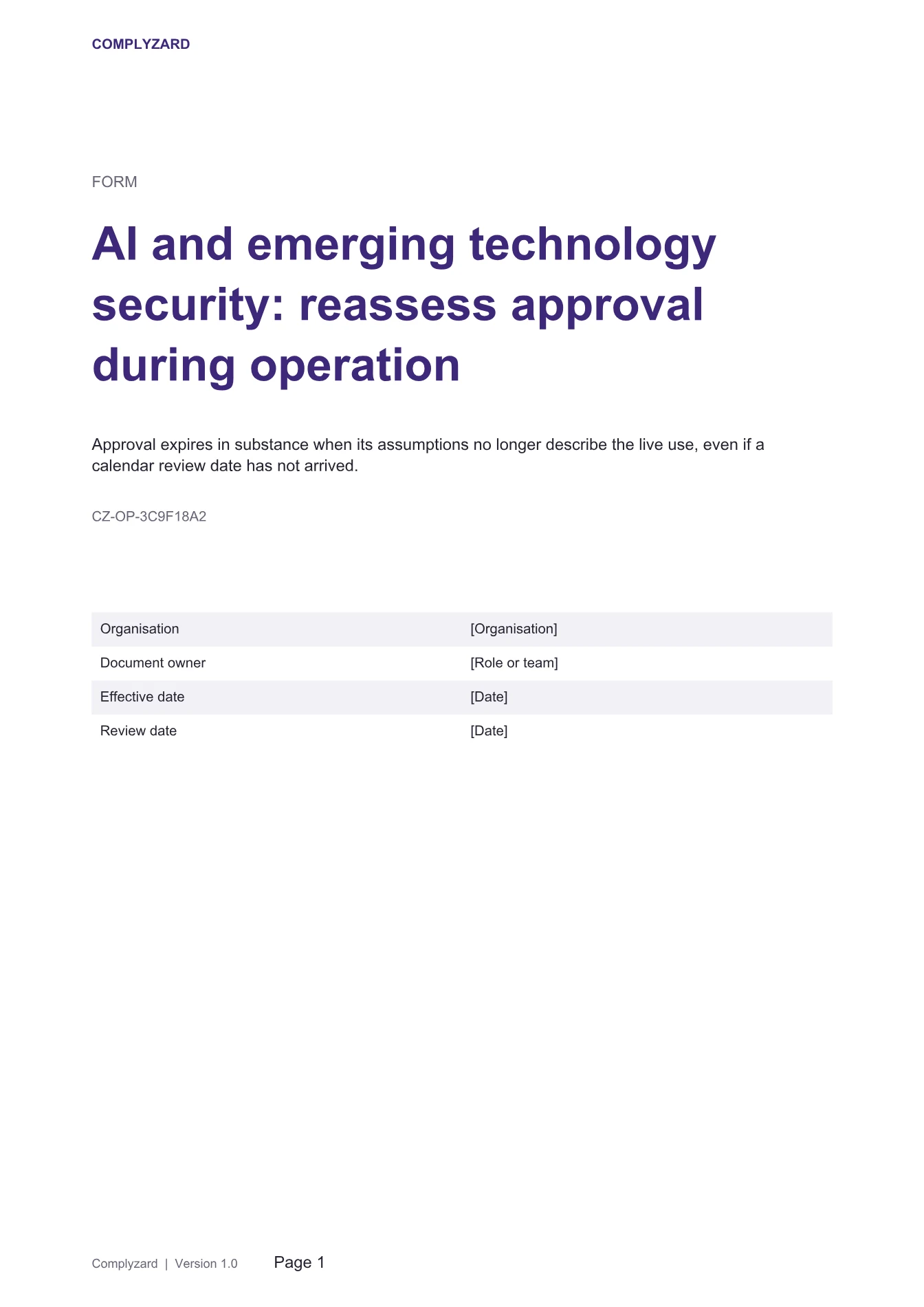Cover of AI and emerging technology security: reassess approval during operation