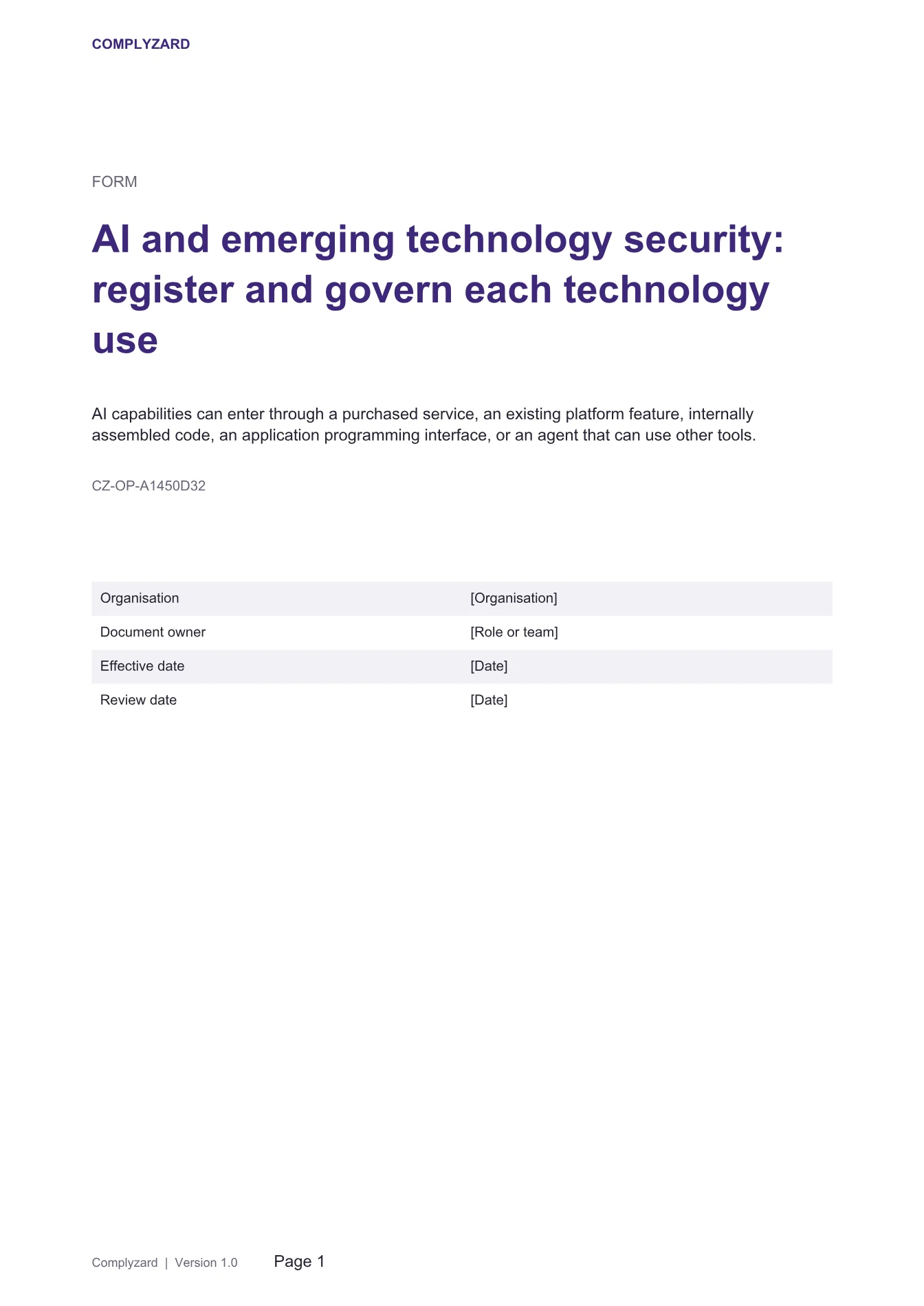 Cover of AI and emerging technology security: register and govern each technology use