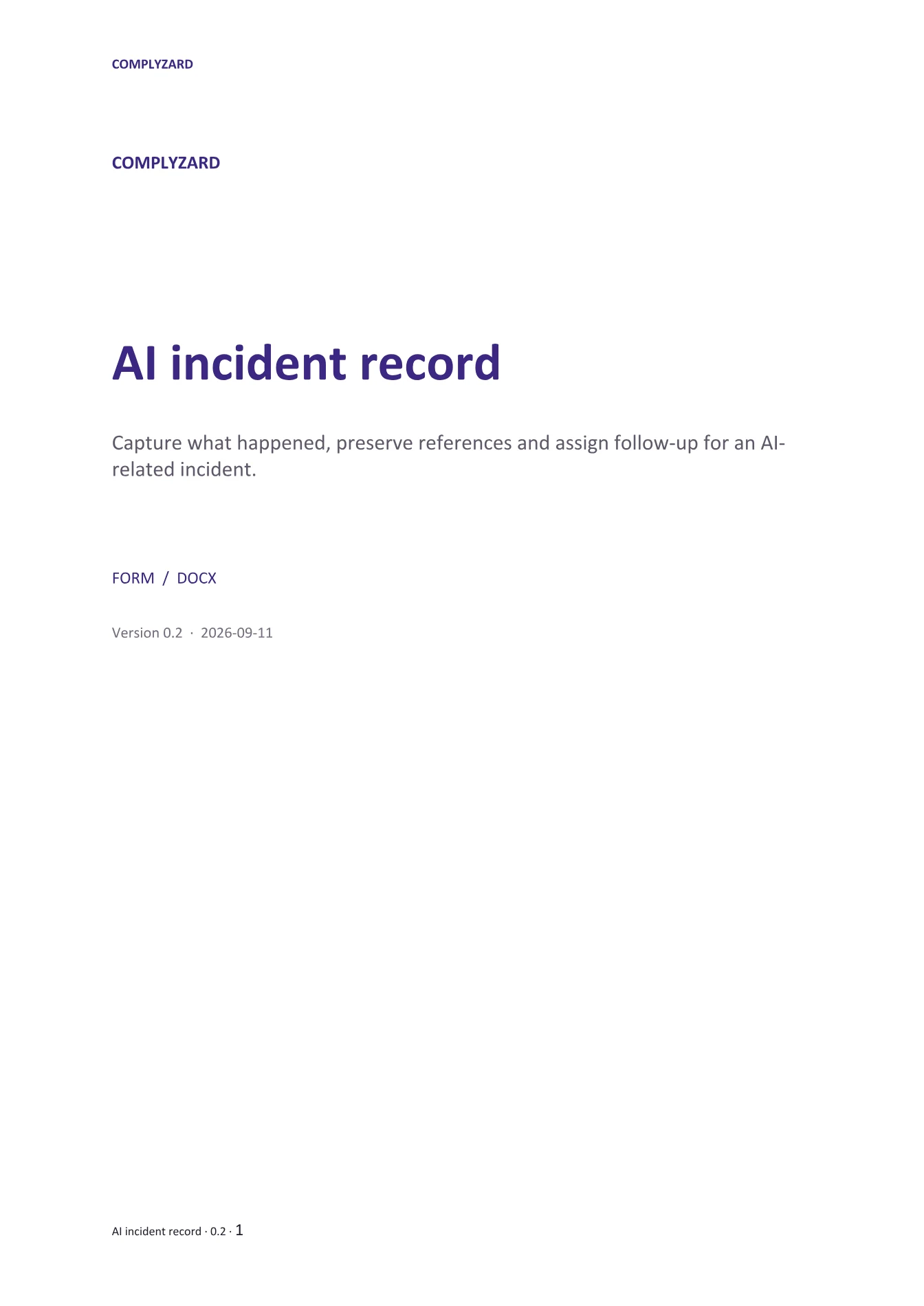 Cover of AI incident record