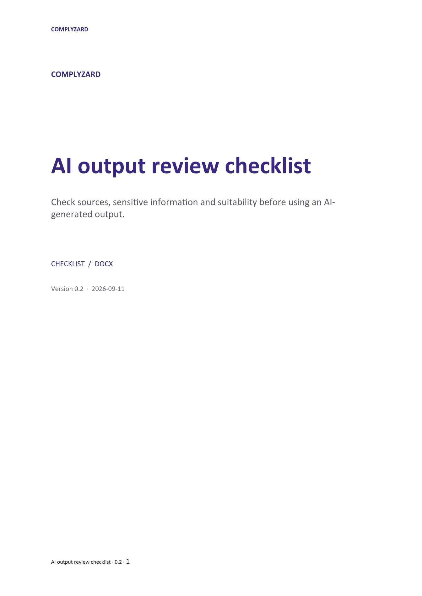 Cover of AI output review checklist