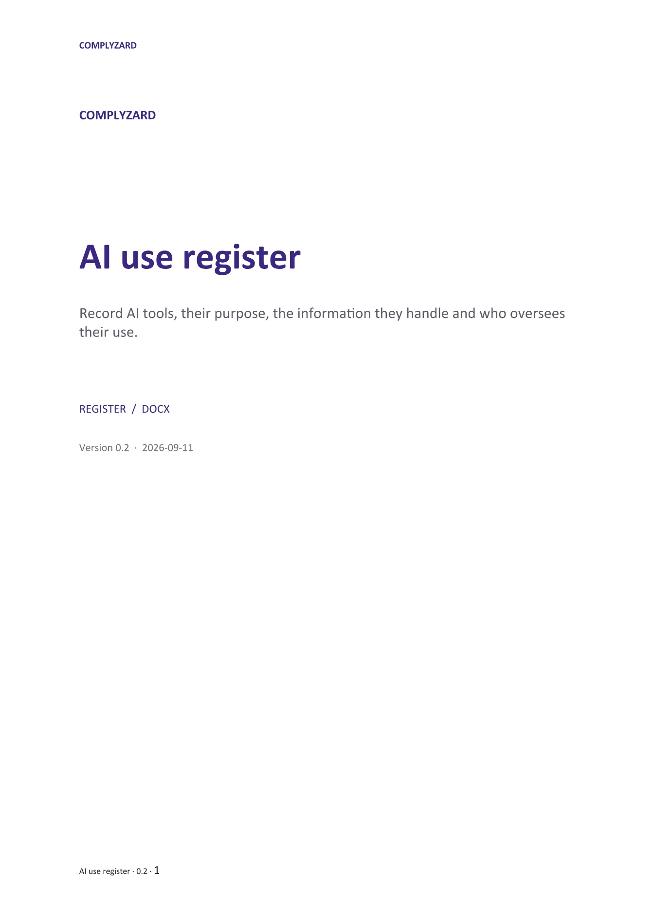 Cover of AI use register