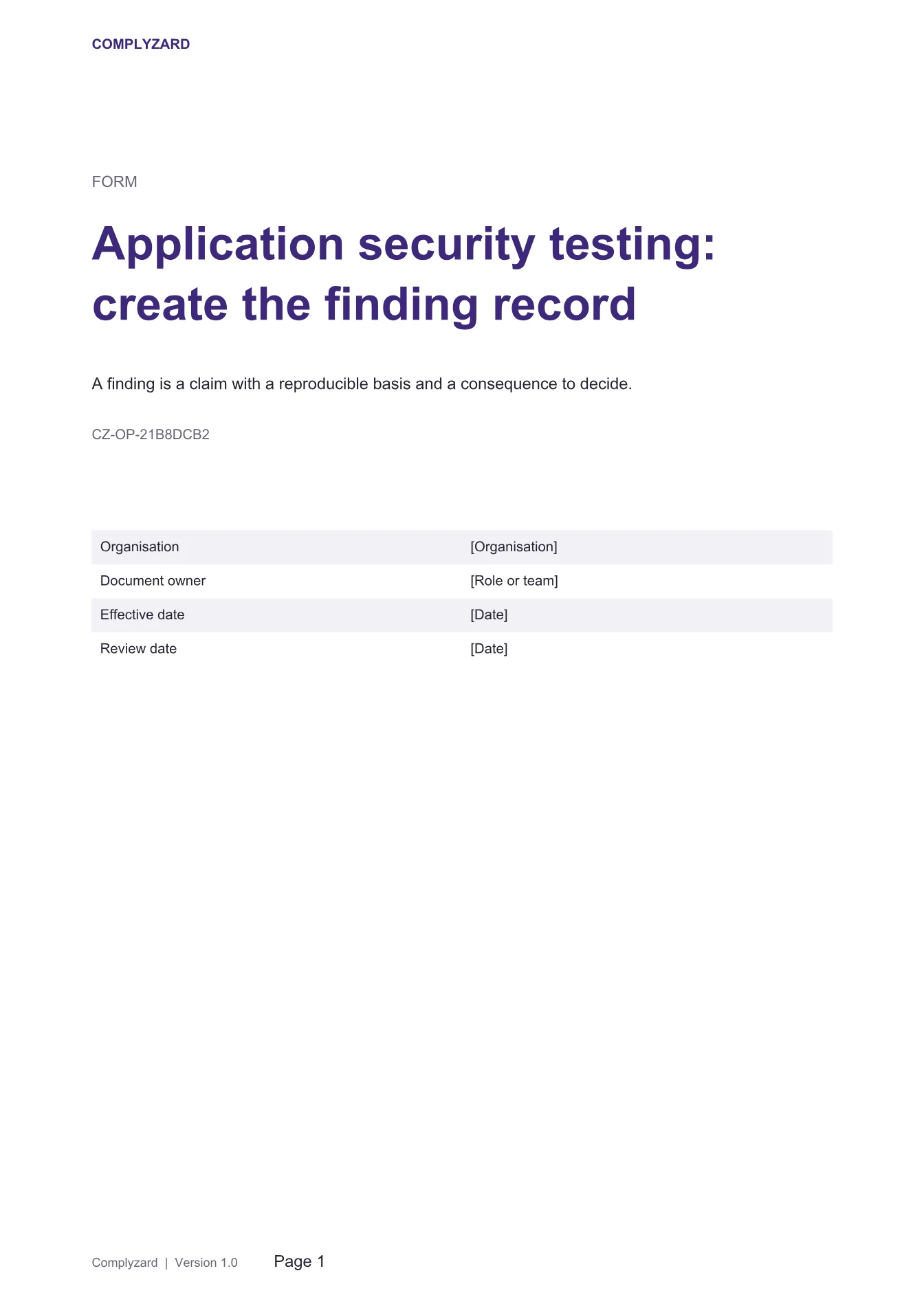 Cover of Application security testing: create the finding record