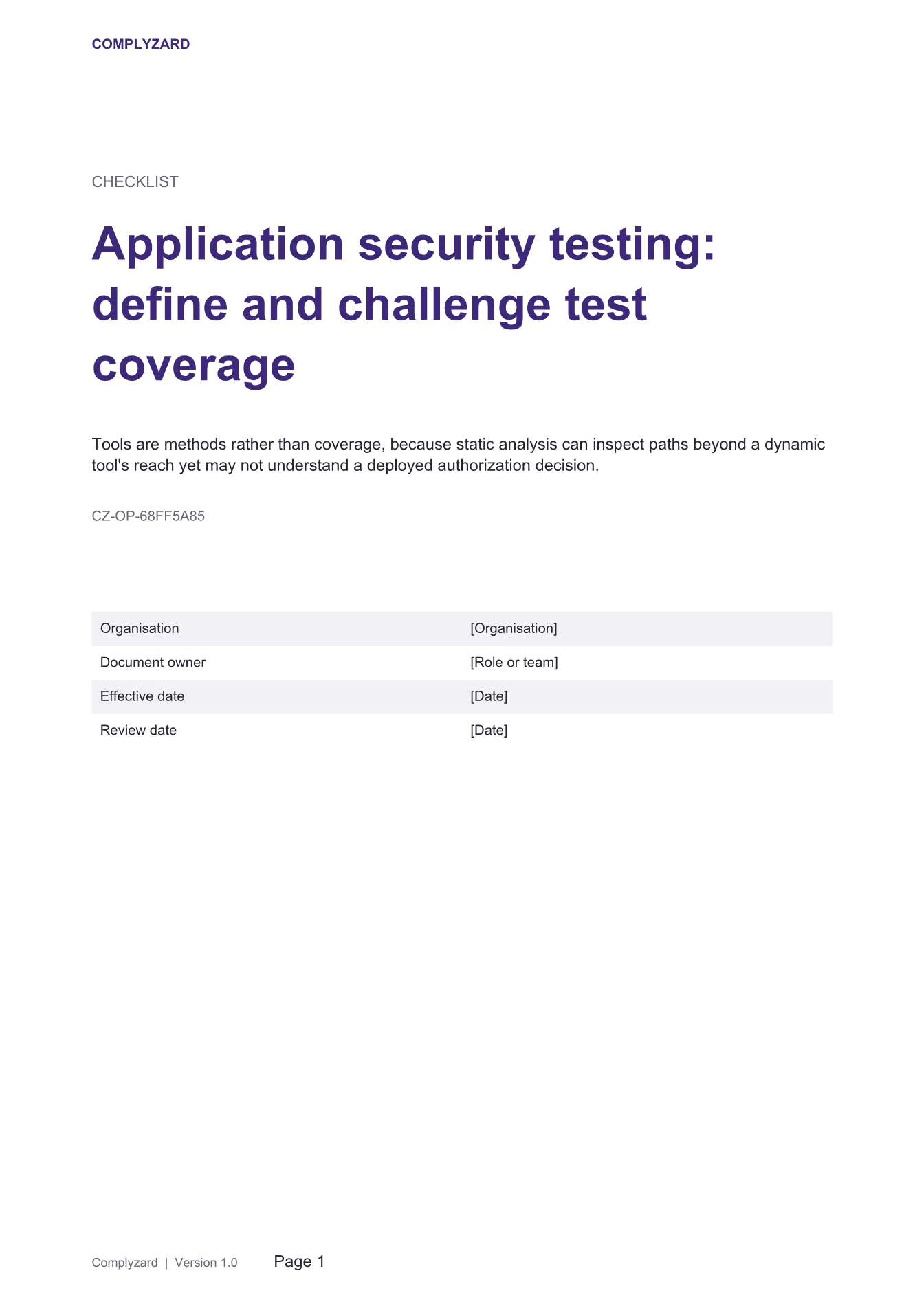 Cover of Application security testing: define and challenge test coverage