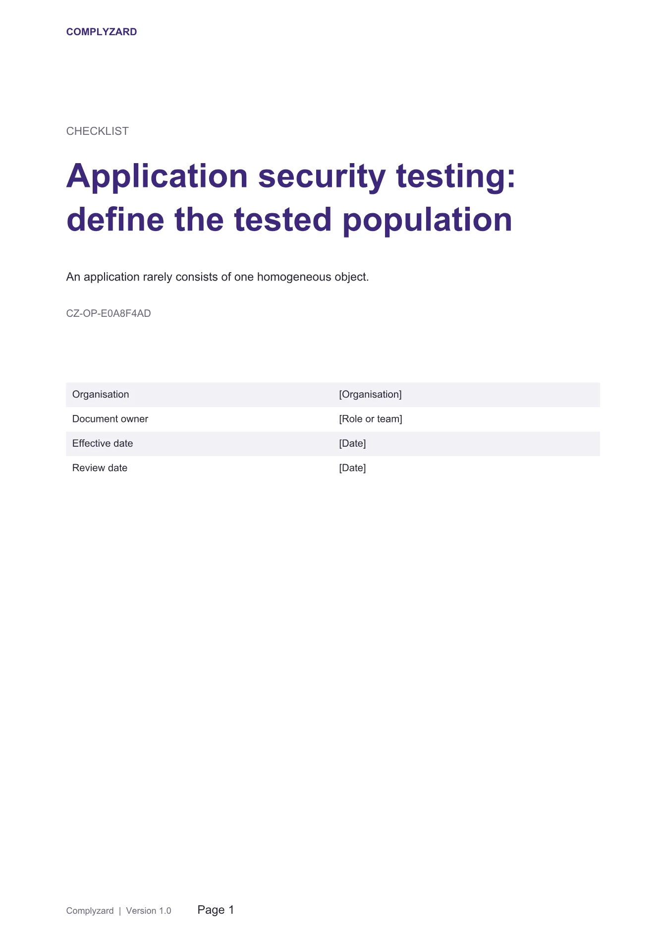Cover of Application security testing: define the tested population