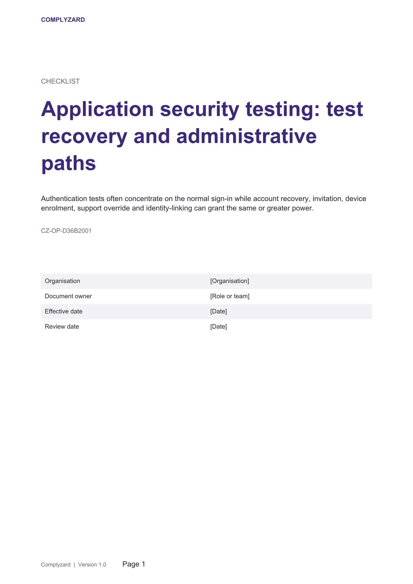 Cover of Application security testing: test recovery and administrative paths