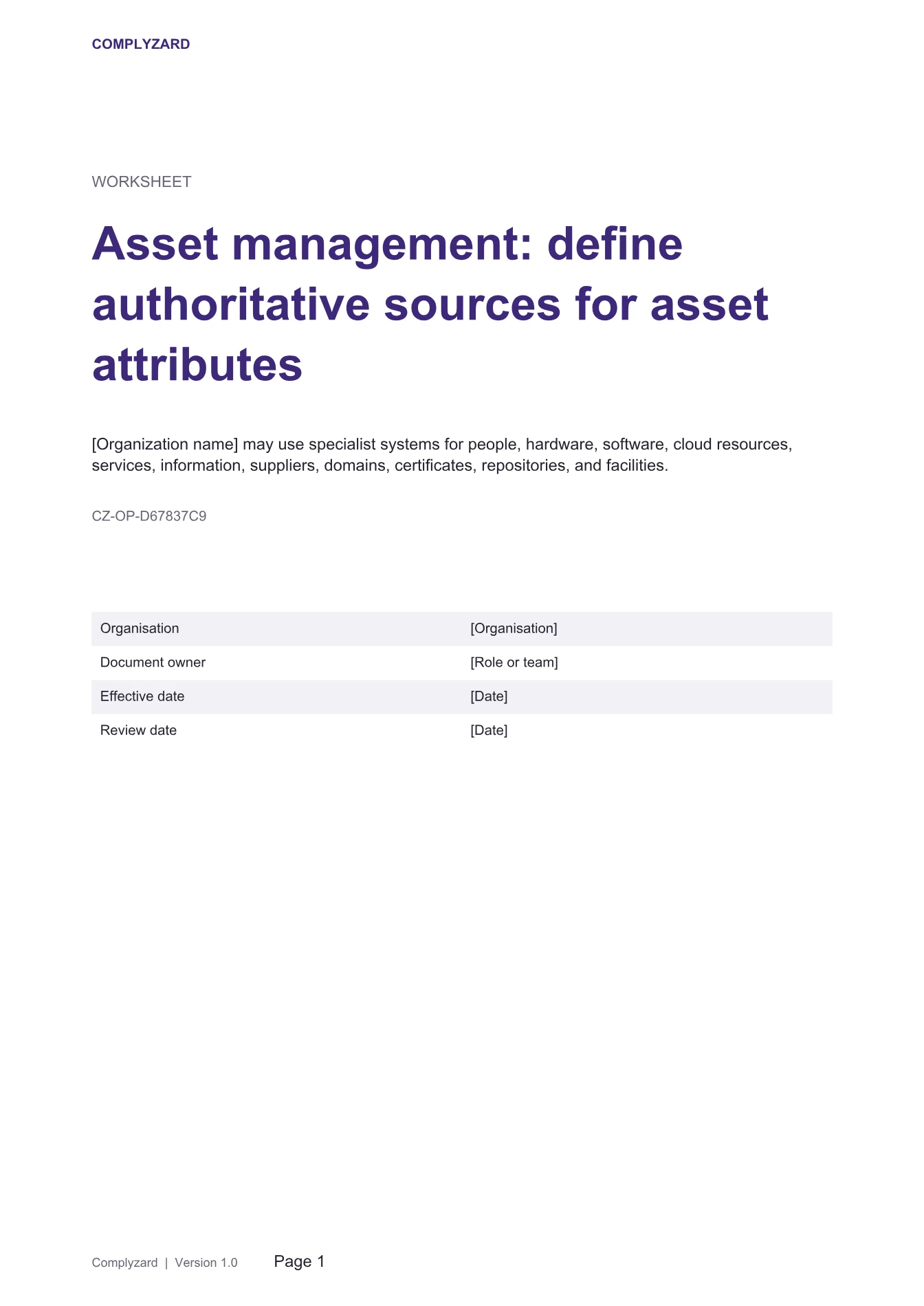 Cover of Asset management: define authoritative sources for asset attributes