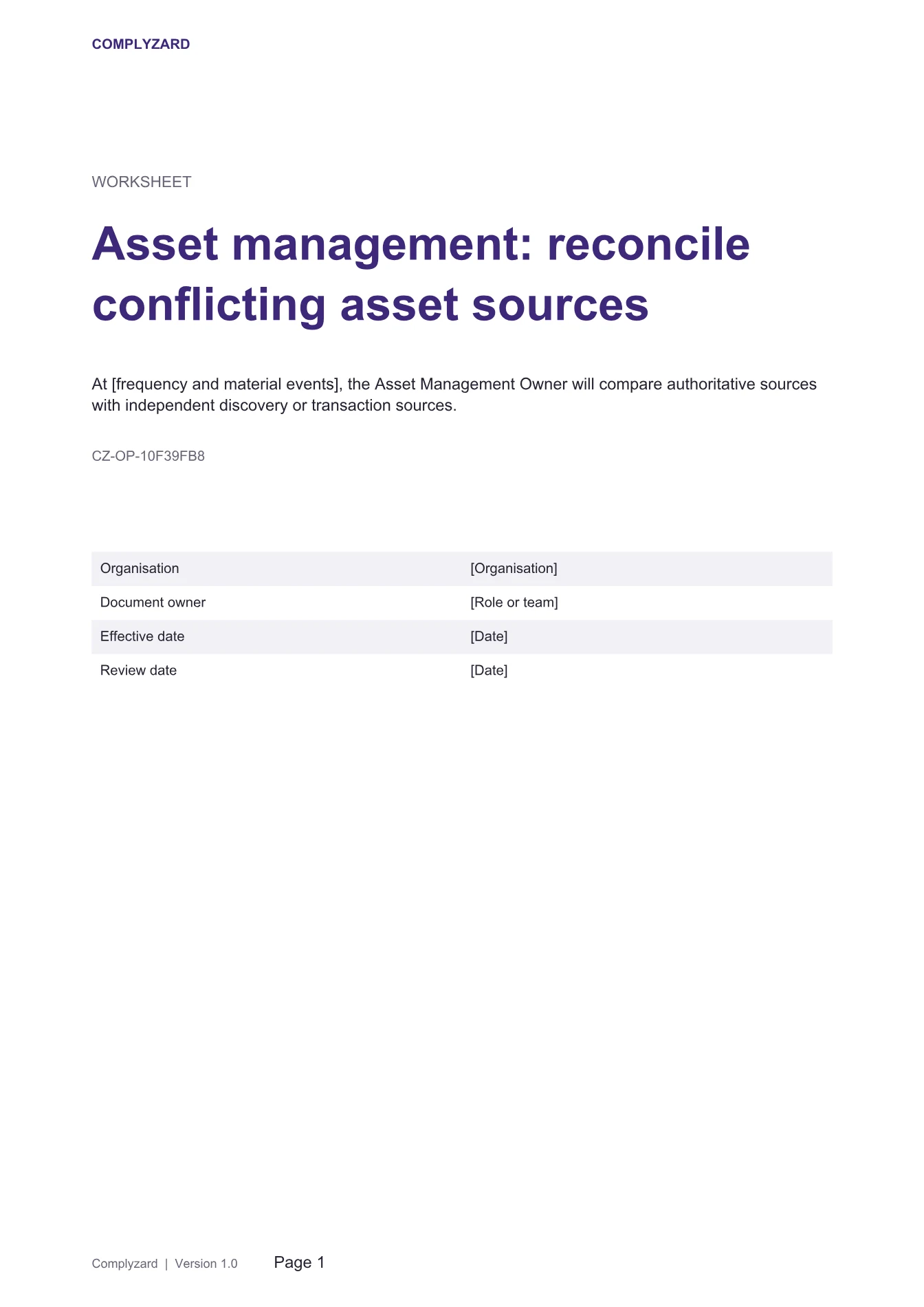 Cover of Asset management: reconcile conflicting asset sources