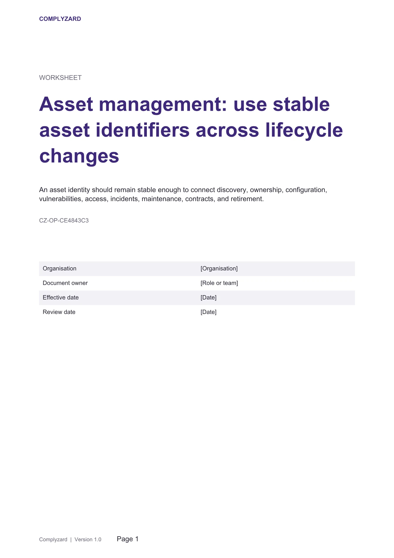 Cover of Asset management: use stable asset identifiers across lifecycle changes