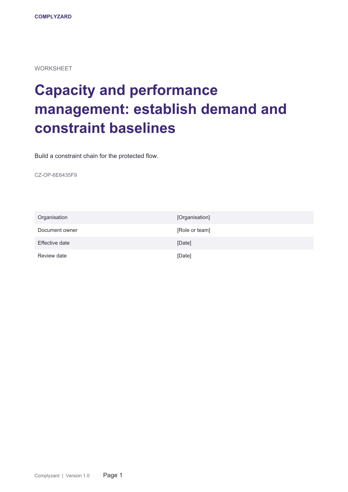 Cover of Capacity and performance management: establish demand and constraint baselines