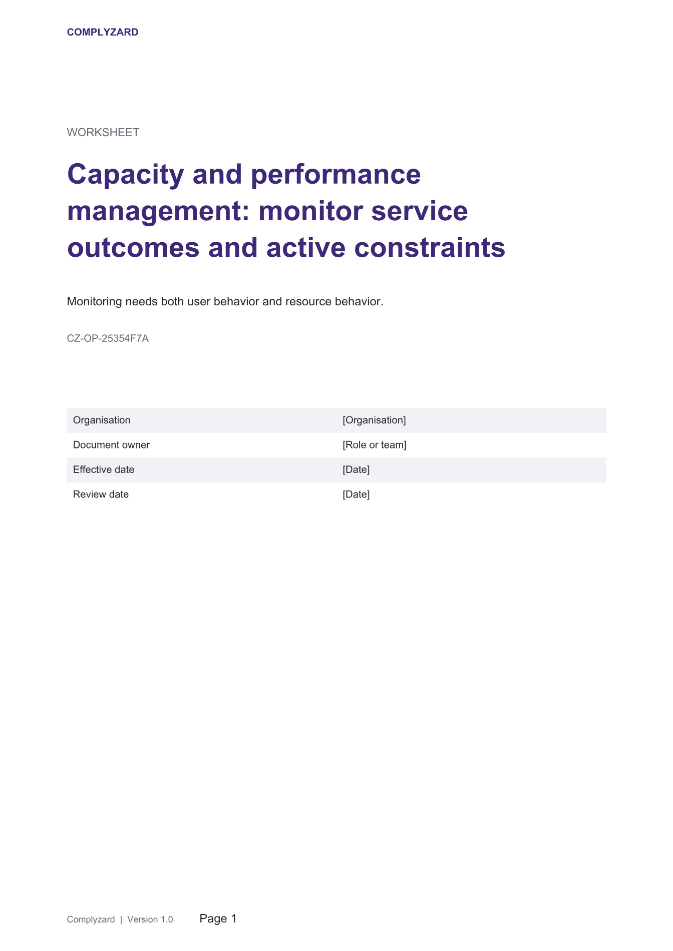 Cover of Capacity and performance management: monitor service outcomes and active constraints