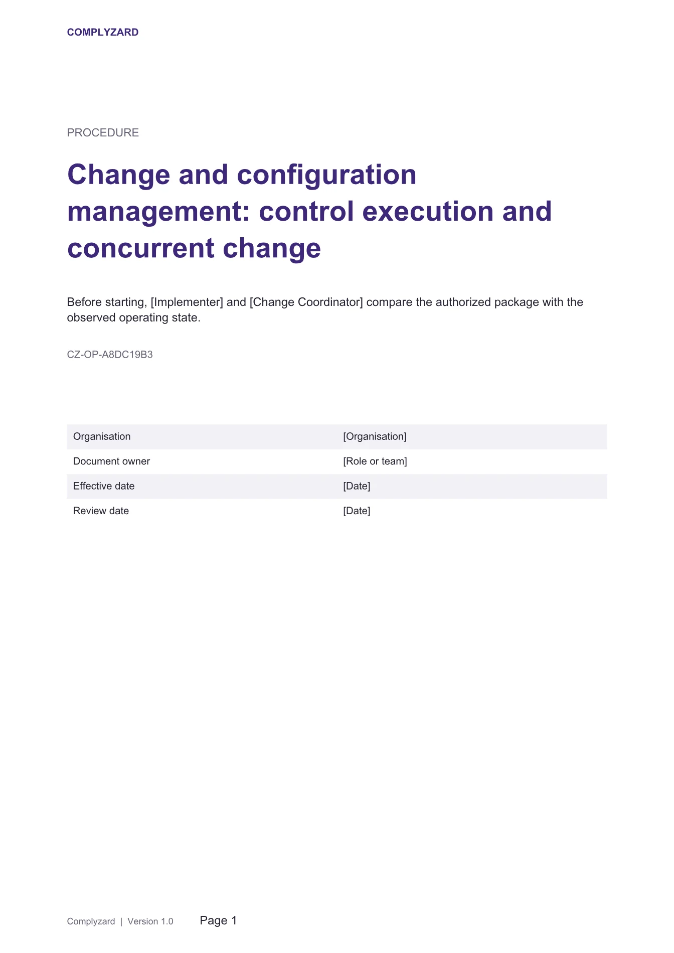 Cover of Change and configuration management: control execution and concurrent change