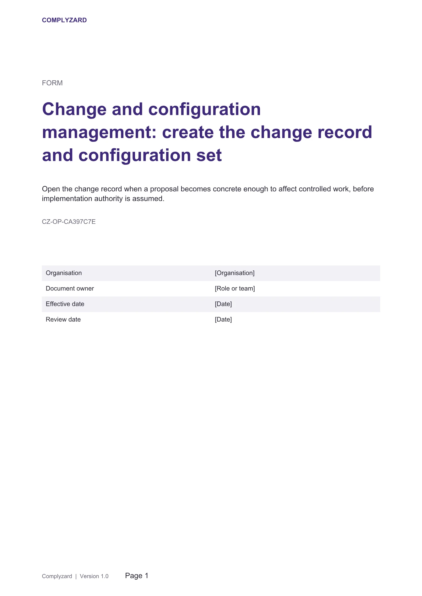 Cover of Change and configuration management: create the change record and configuration set