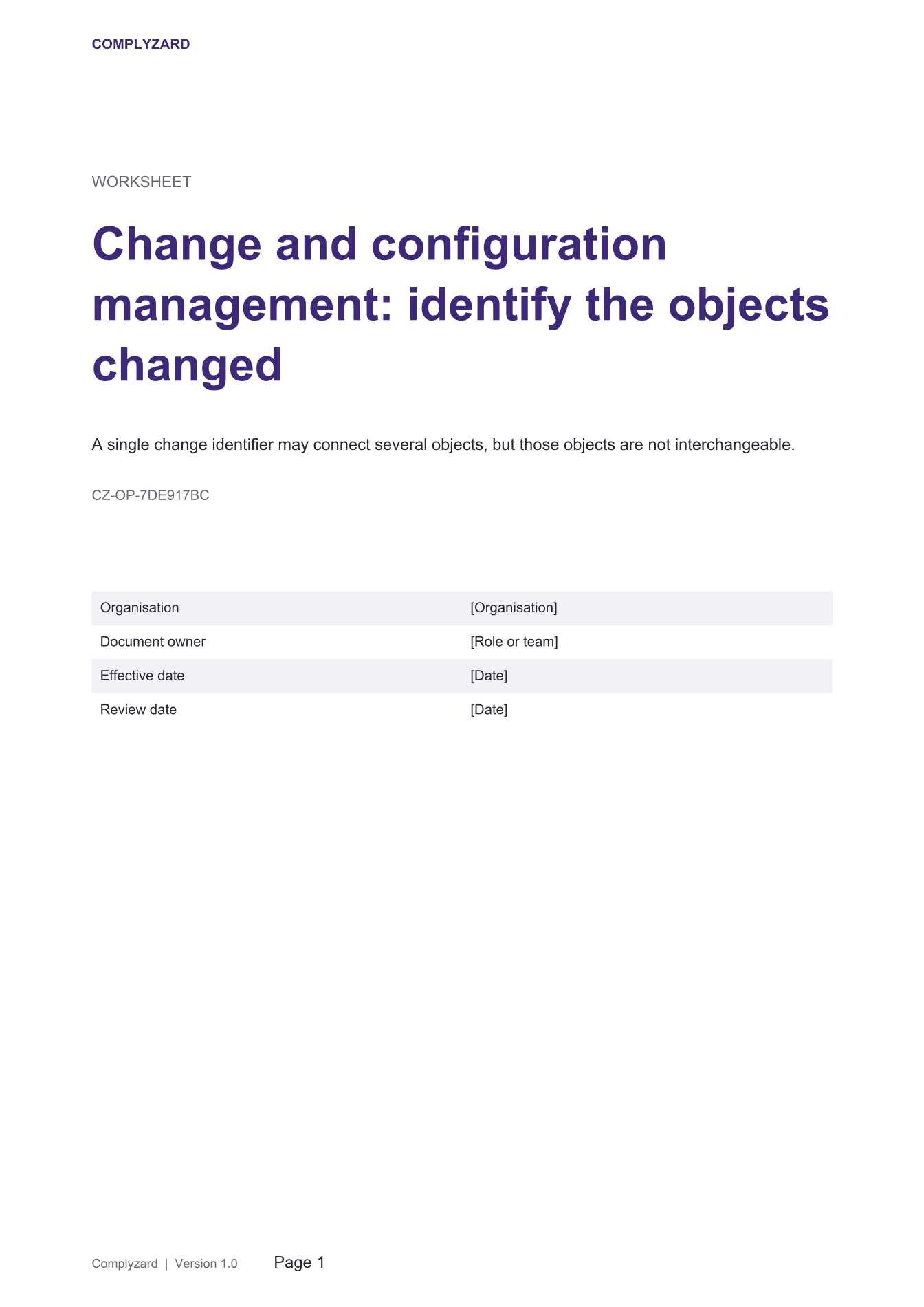 Cover of Change and configuration management: identify the objects changed