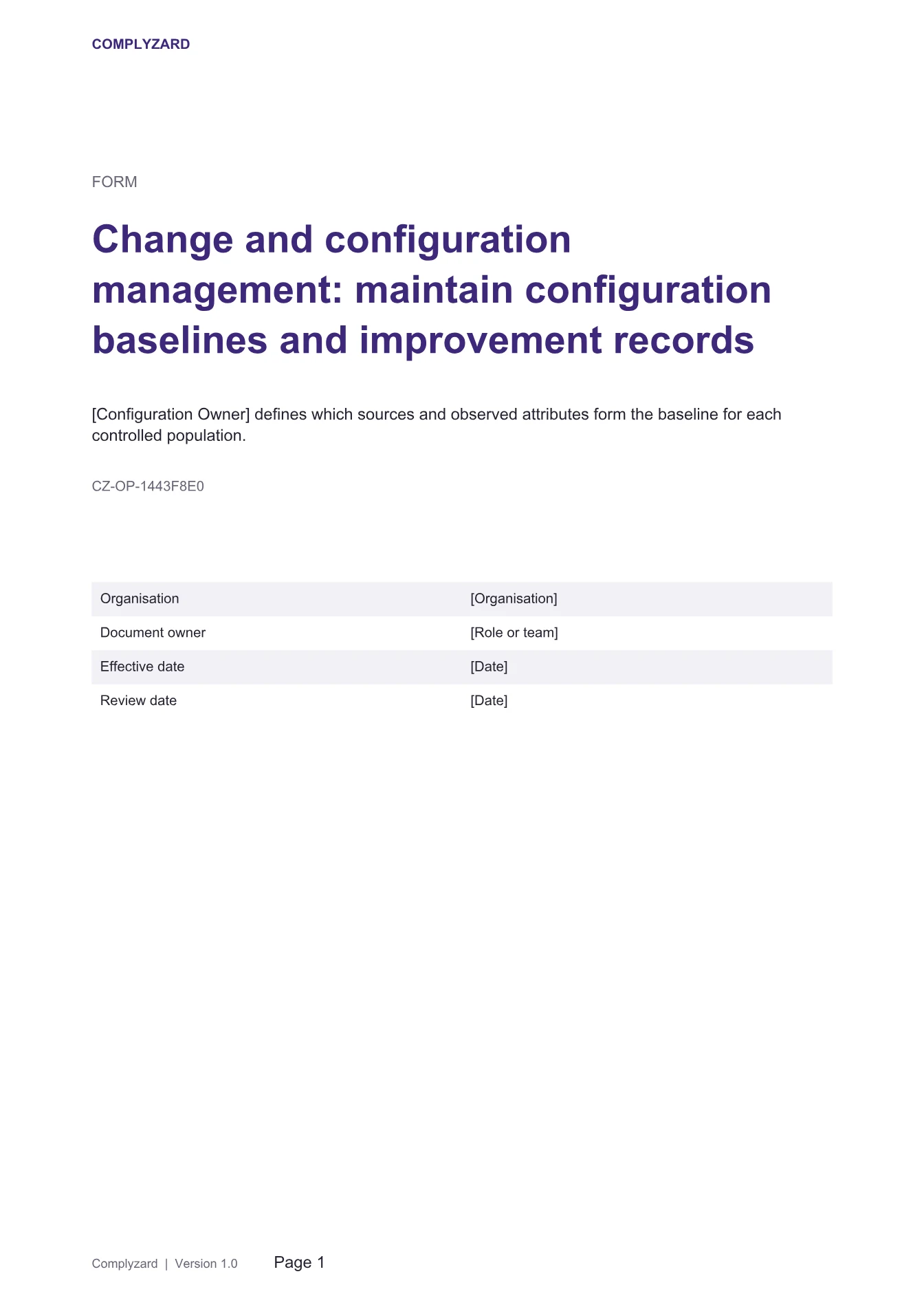 Cover of Change and configuration management: maintain configuration baselines and improvement records