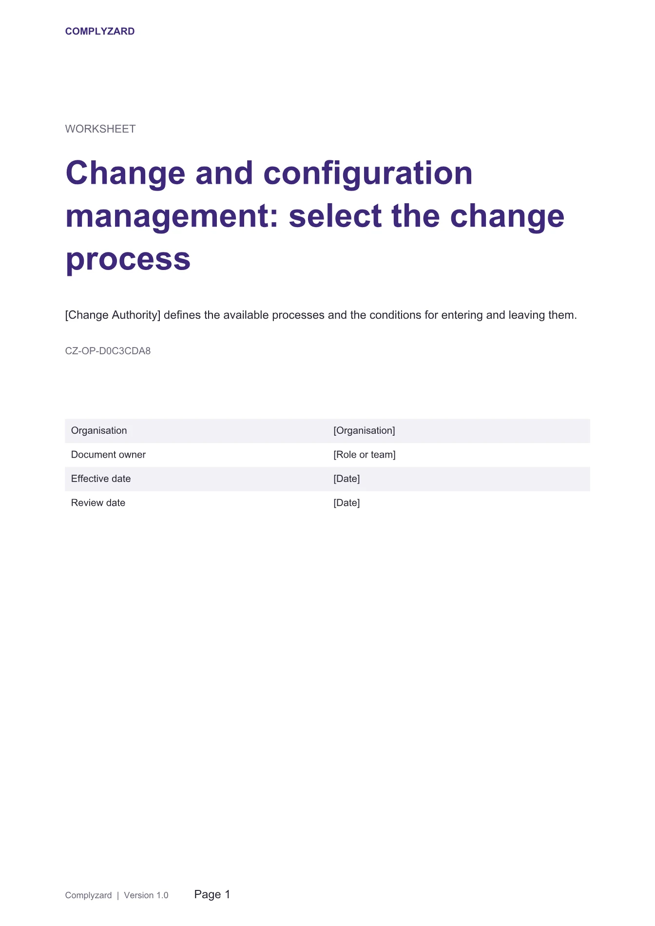 Cover of Change and configuration management: select the change process