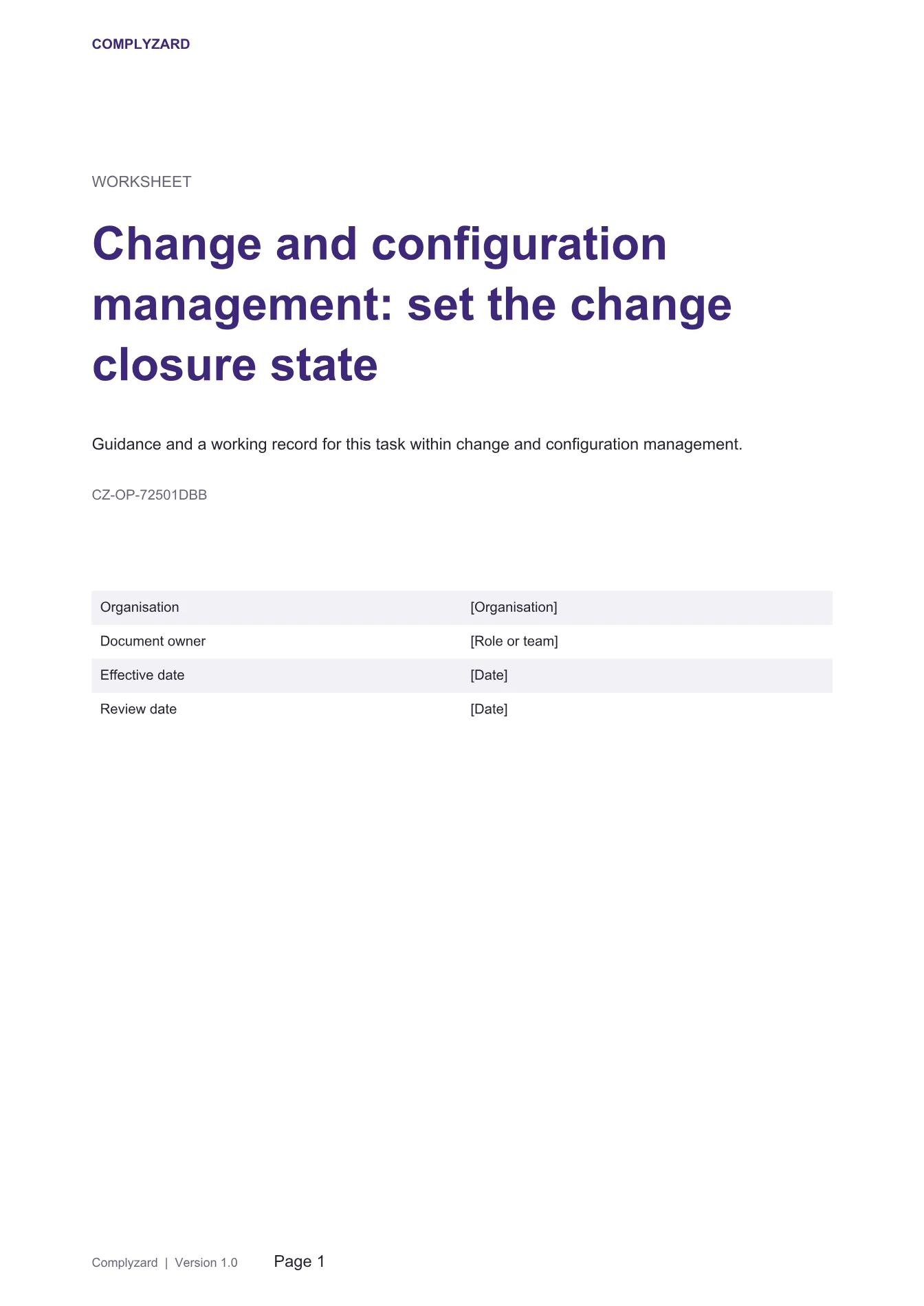 Cover of Change and configuration management: set the change closure state