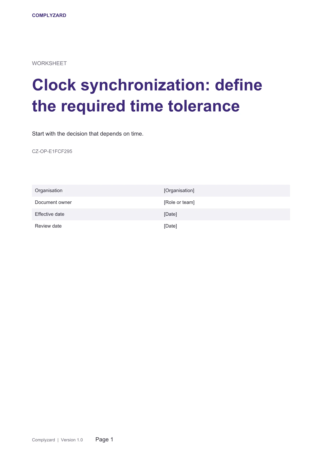 Cover of Clock synchronization: define the required time tolerance