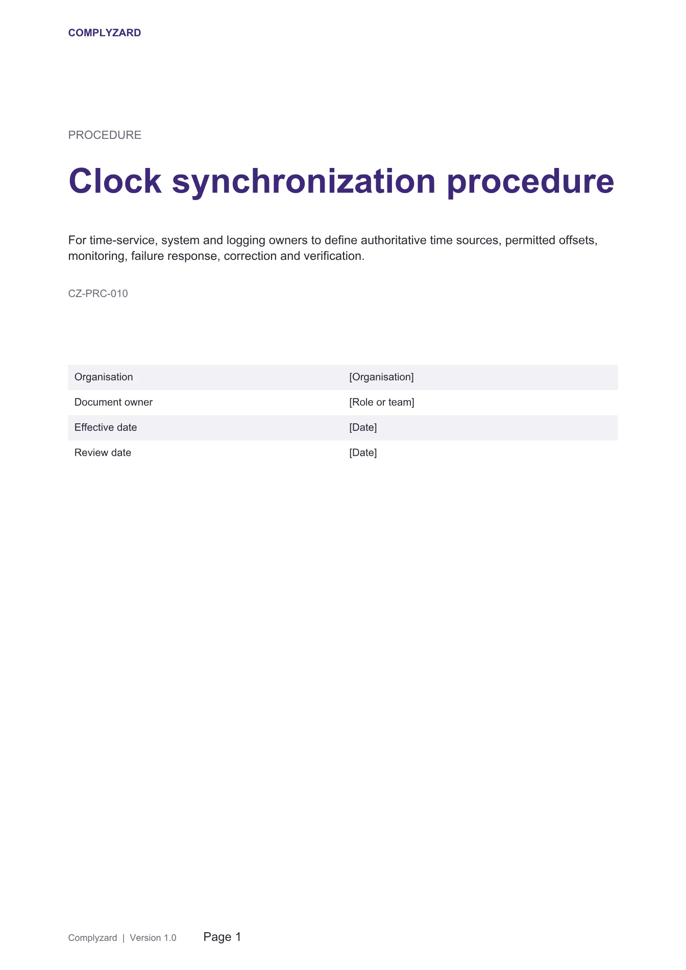 Cover of Clock synchronization procedure