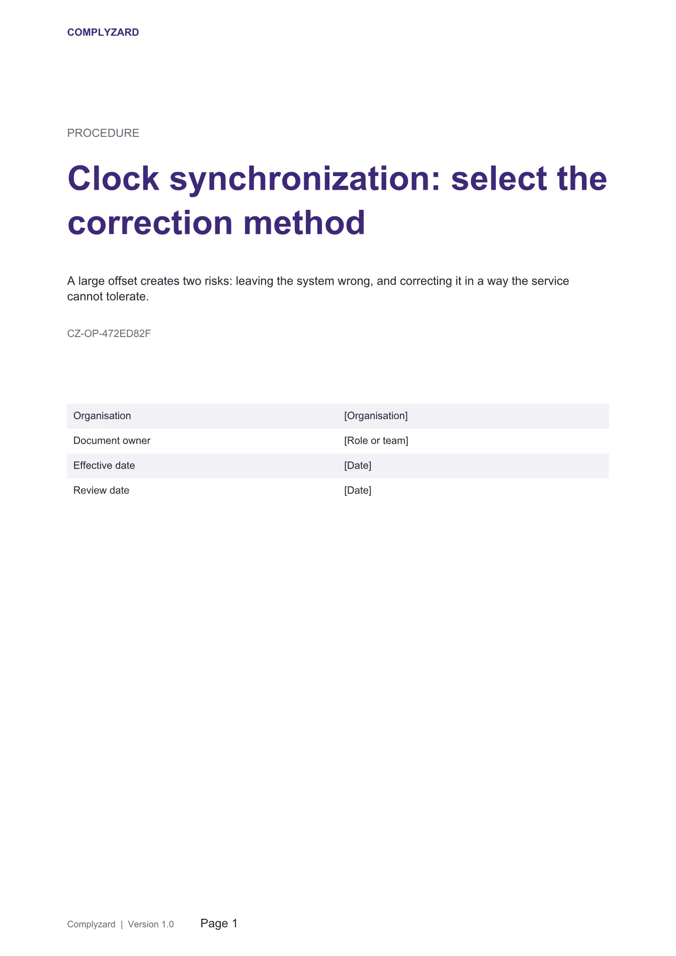 Cover of Clock synchronization: select the correction method