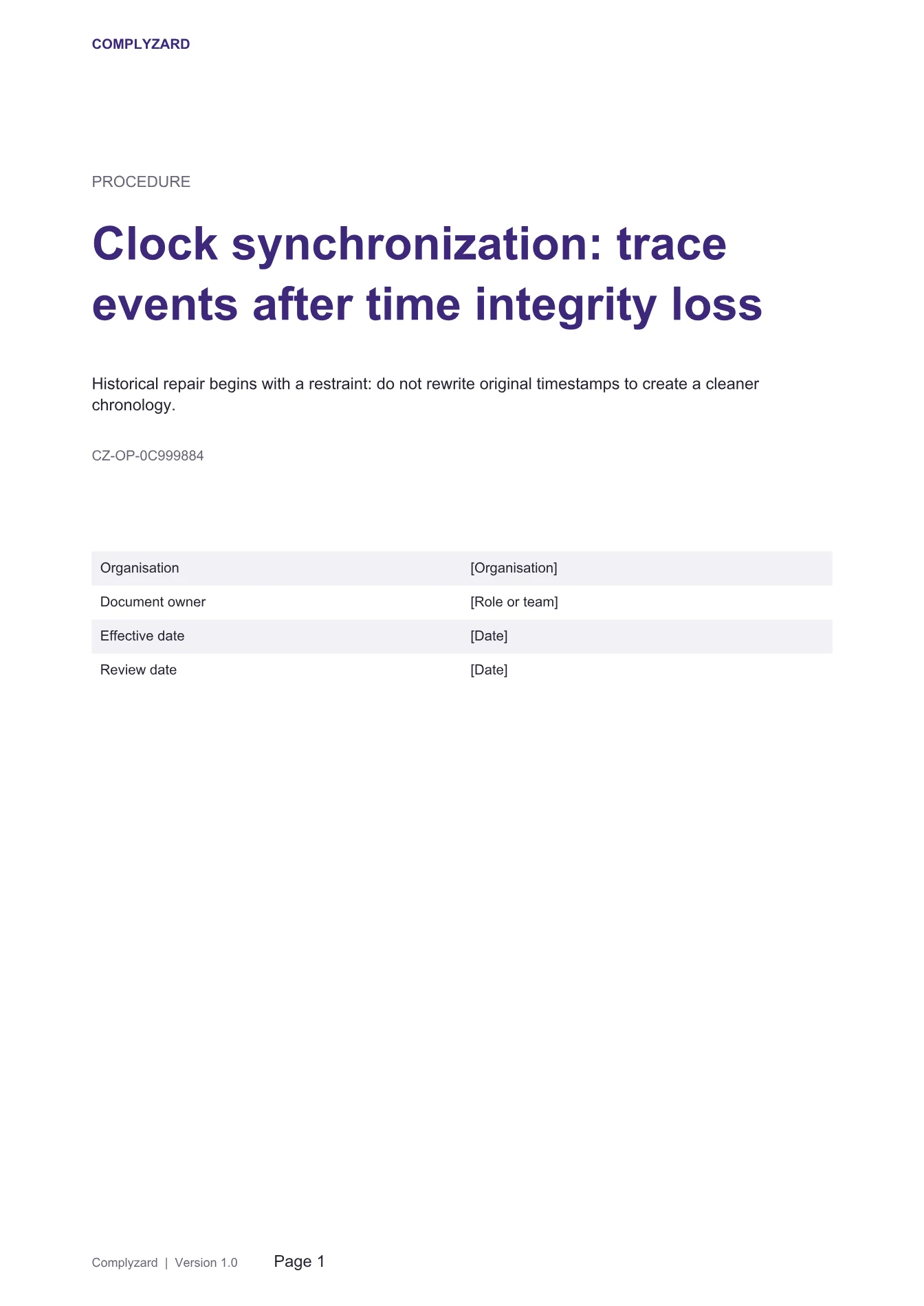 Cover of Clock synchronization: trace events after time integrity loss