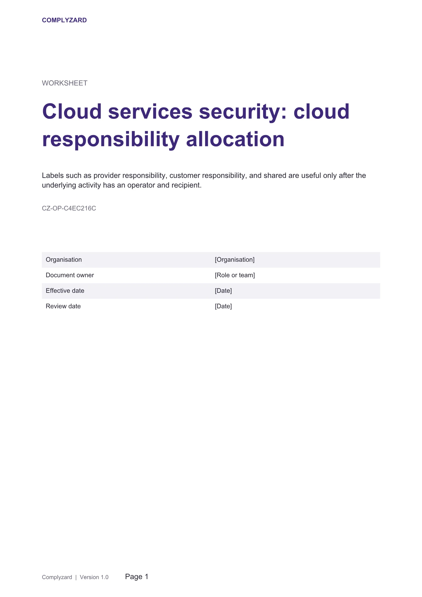 Cover of Cloud services security: cloud responsibility allocation