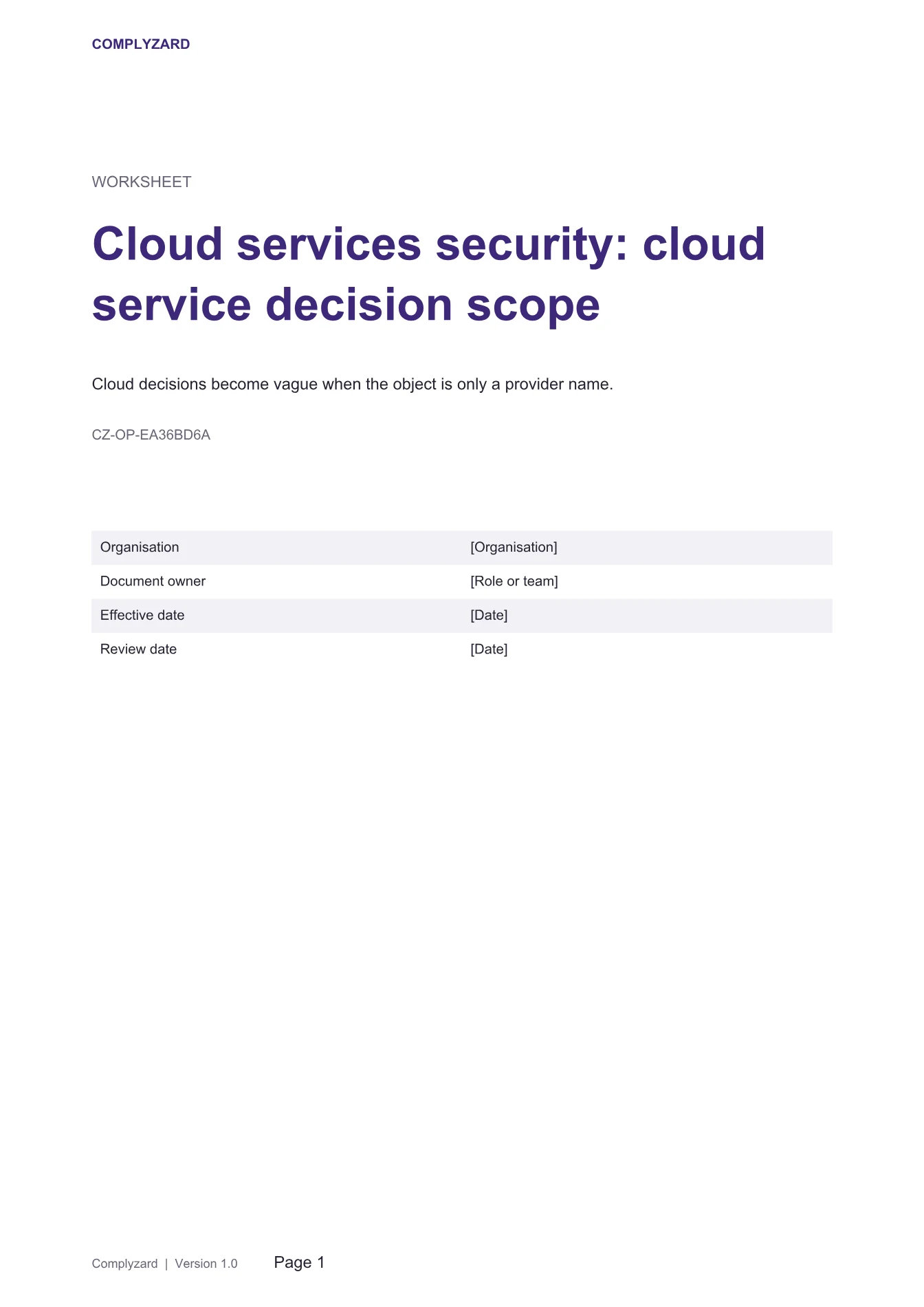 Cover of Cloud services security: cloud service decision scope