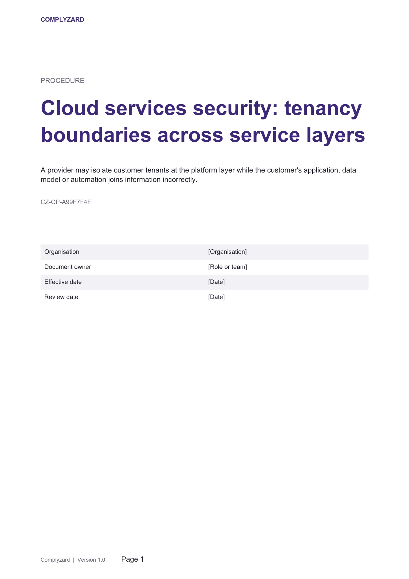 Cover of Cloud services security: tenancy boundaries across service layers