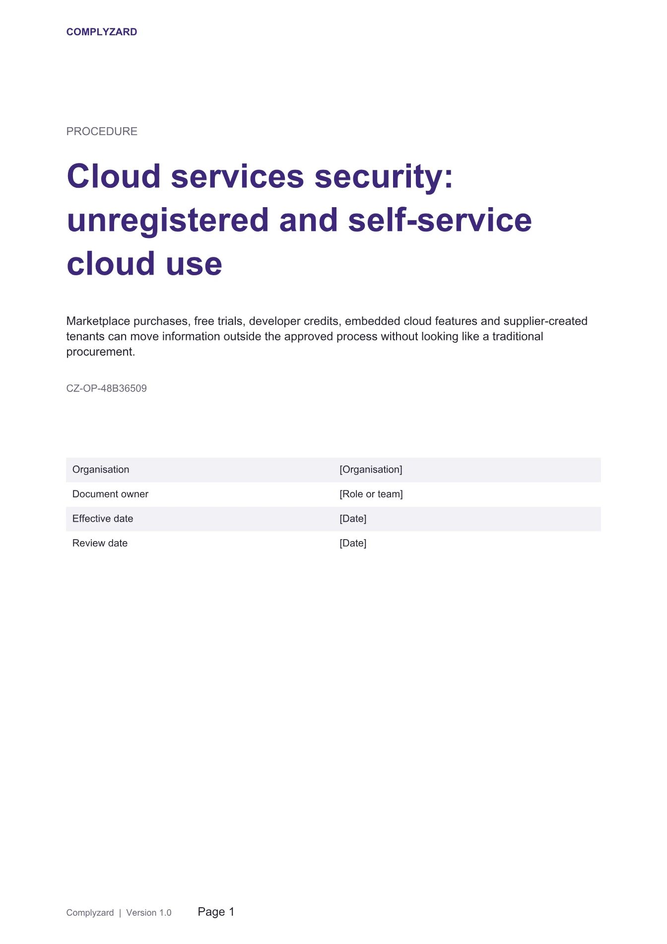 Cover of Cloud services security: unregistered and self-service cloud use