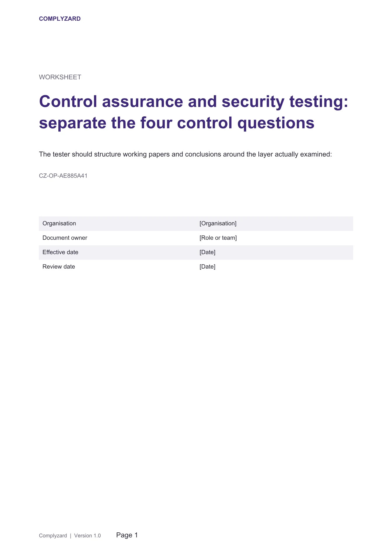 Cover of Control assurance and security testing: separate the four control questions