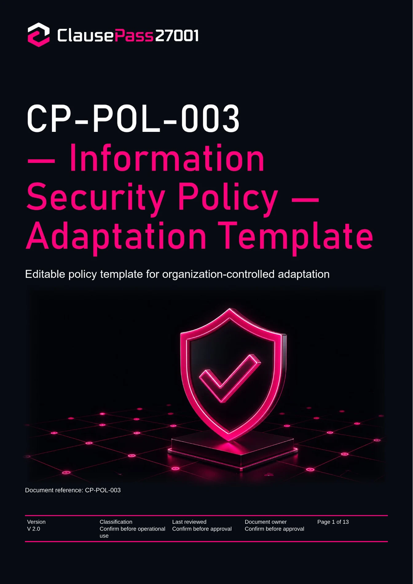 Cover of CP-POL-003 - Information Security Policy