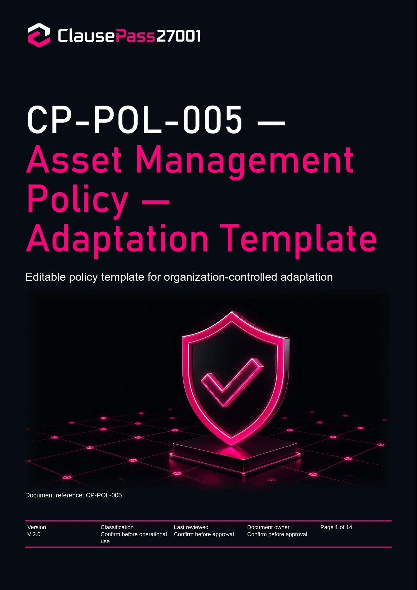 Cover of CP-POL-005 - Asset Management Policy
