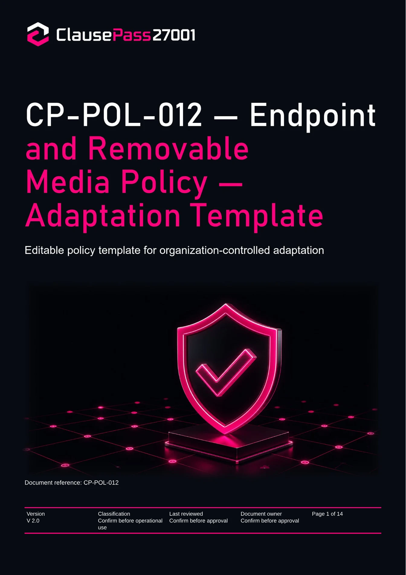 Cover of CP-POL-012 - Endpoint and Removable Media Policy