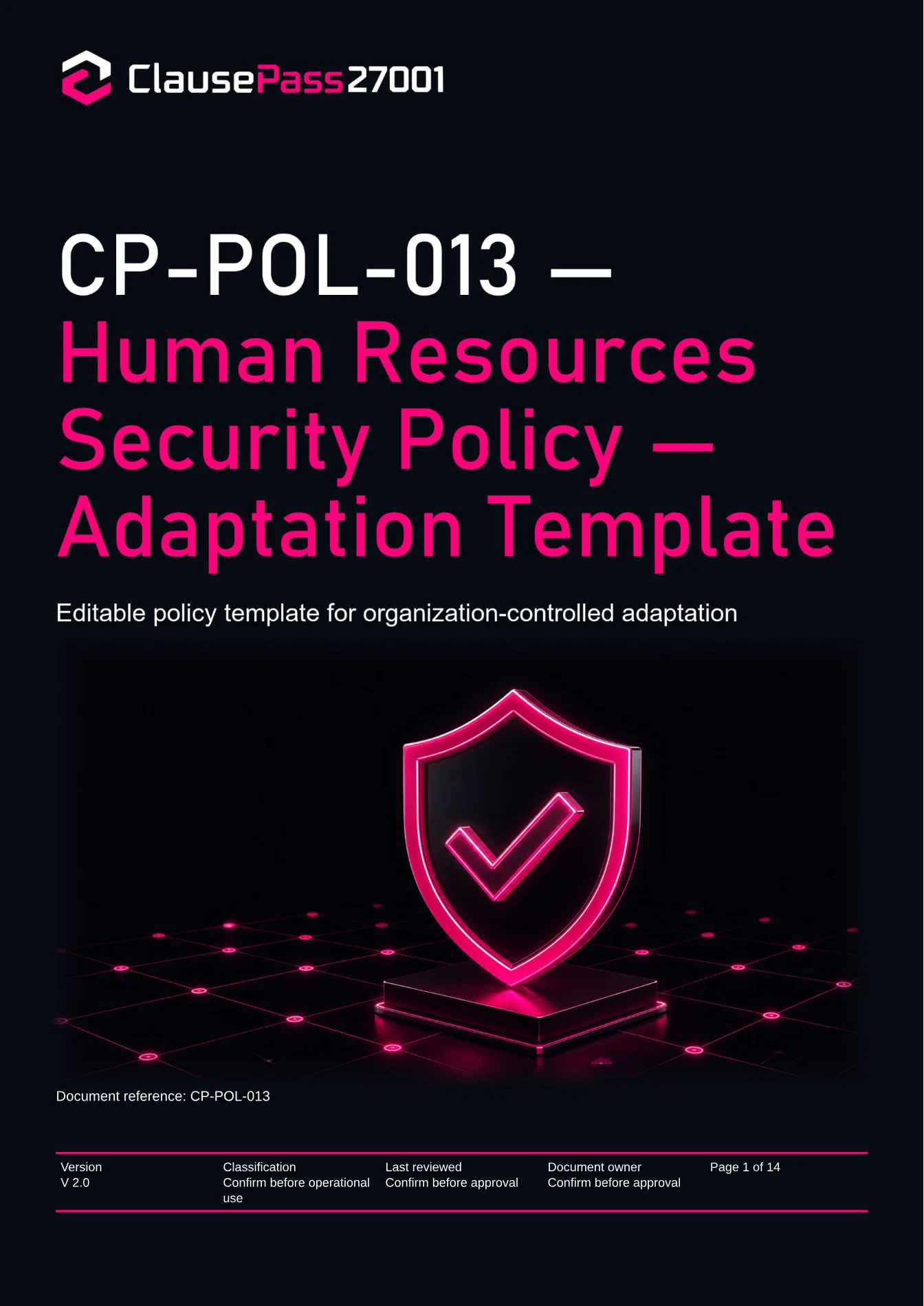 Cover of CP-POL-013 - Human Resources Security Policy