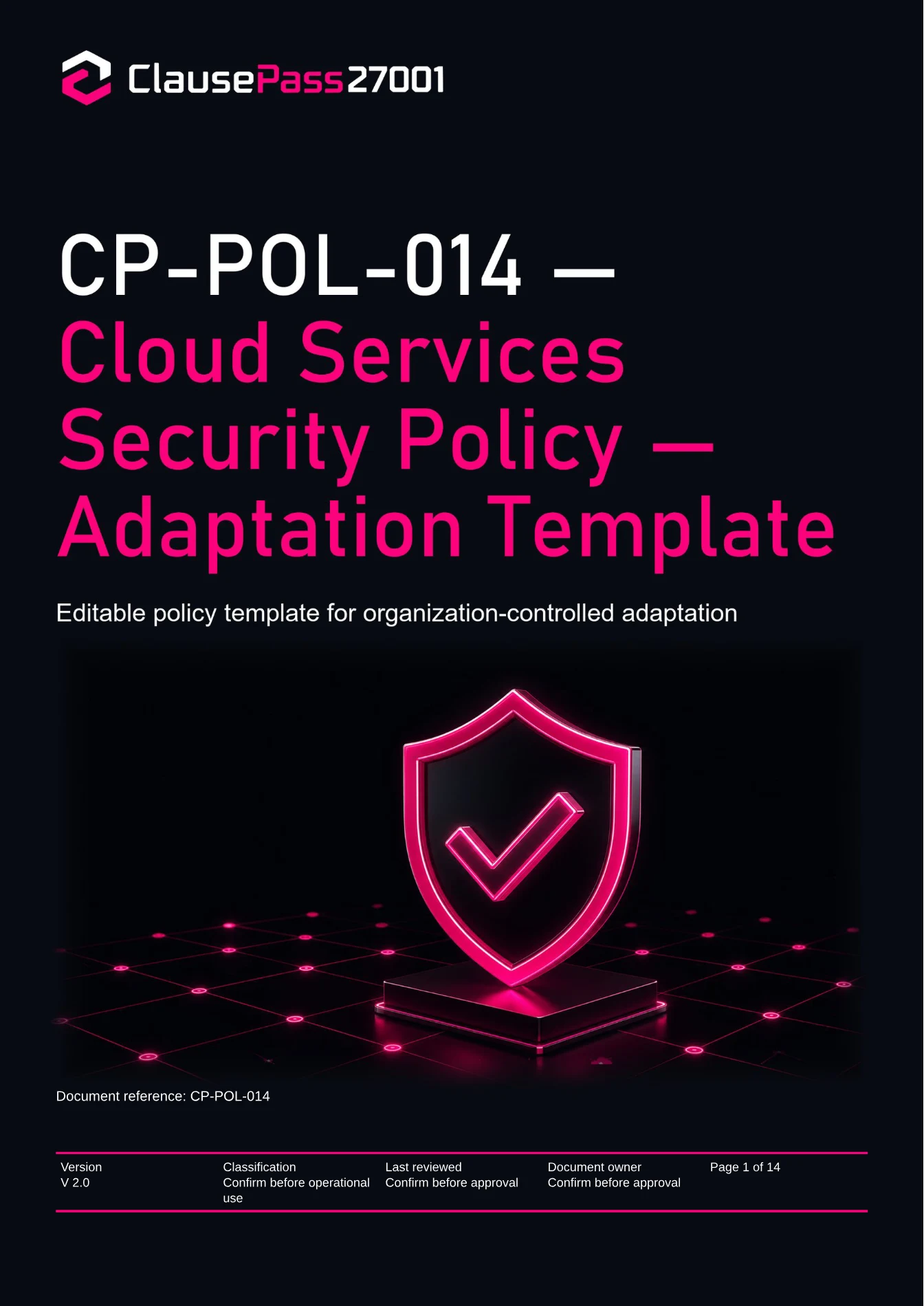 Cover of CP-POL-014 - Cloud Services Security Policy