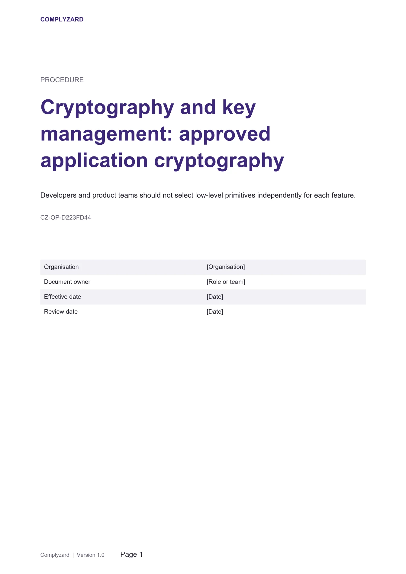 Cover of Cryptography and key management: approved application cryptography