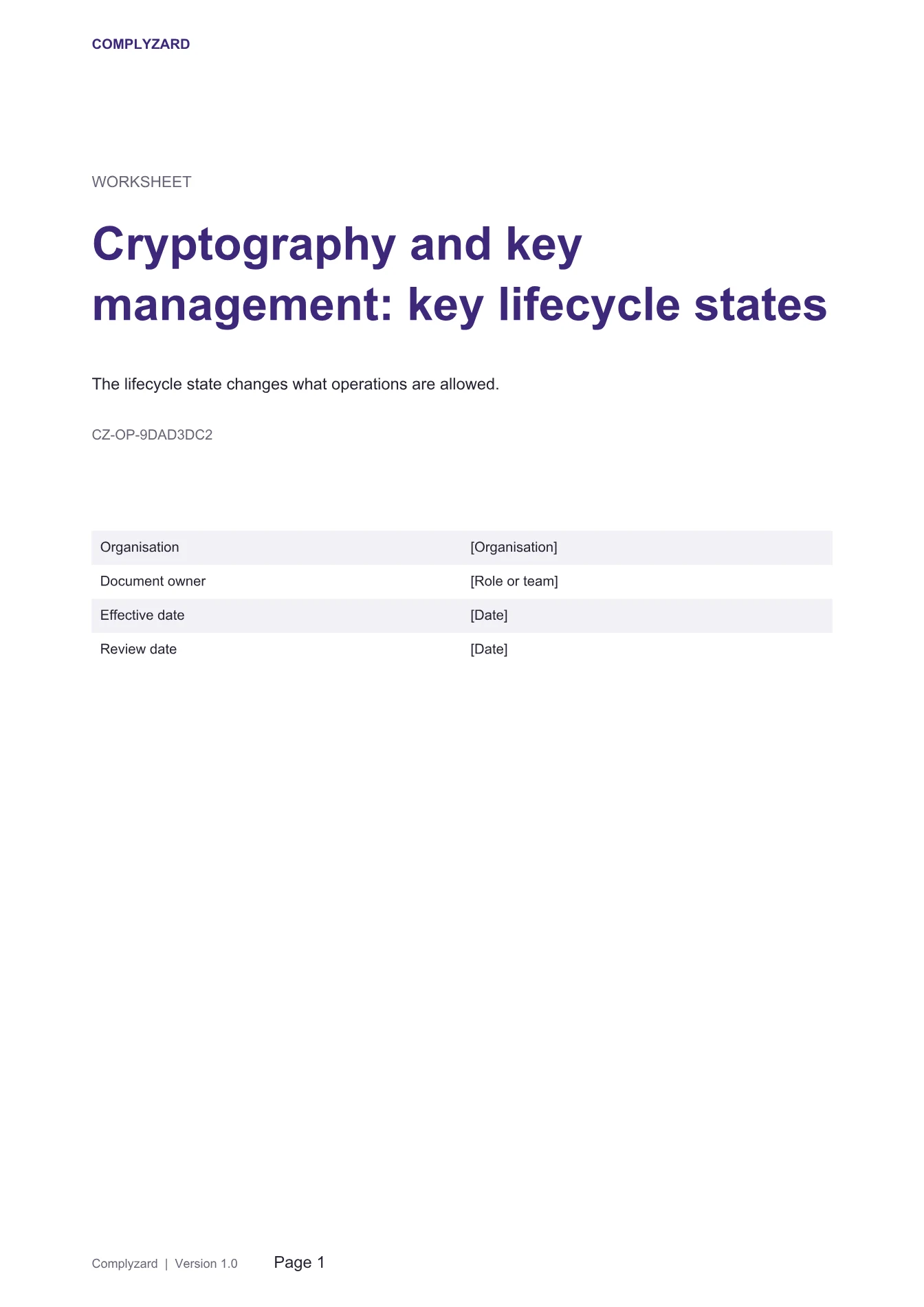 Cover of Cryptography and key management: key lifecycle states