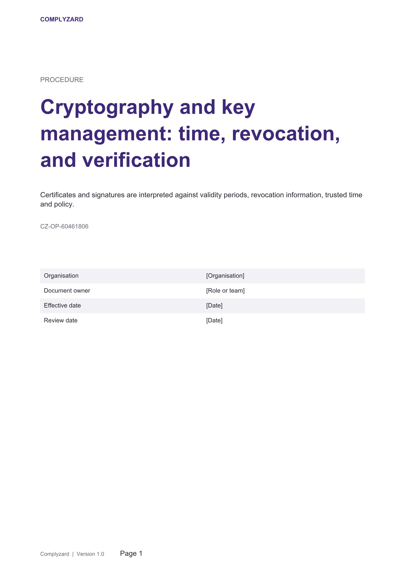Cover of Cryptography and key management: time, revocation, and verification