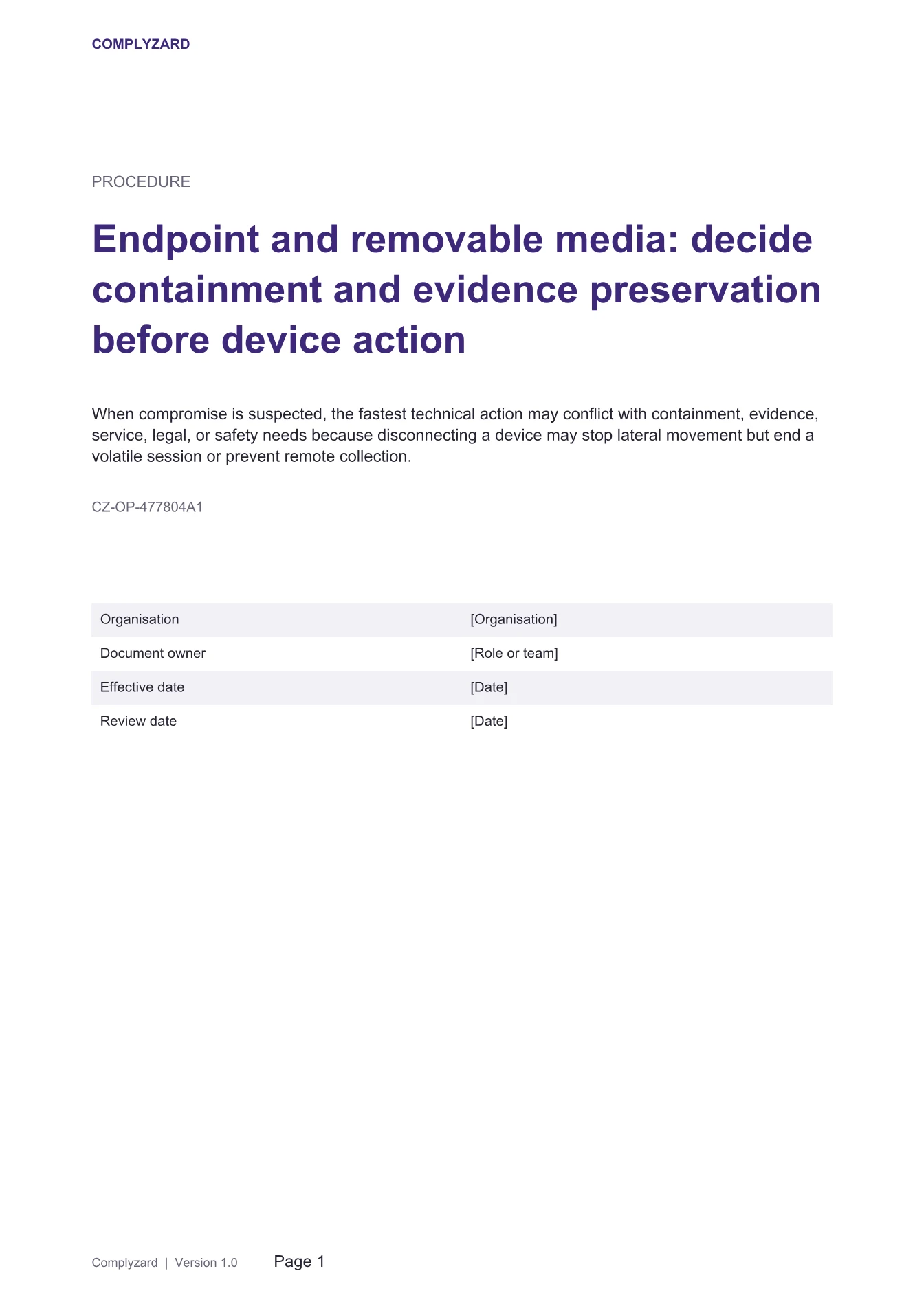 Cover of Endpoint and removable media: decide containment and evidence preservation before device action