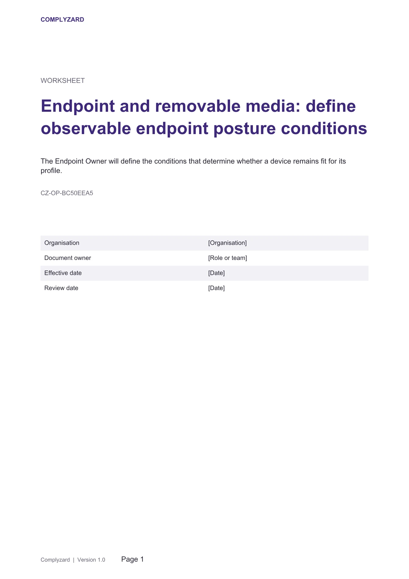 Cover of Endpoint and removable media: define observable endpoint posture conditions