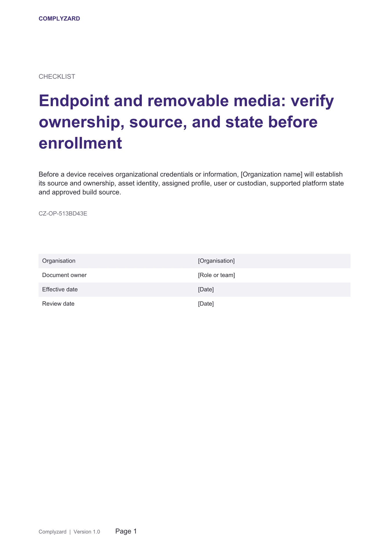 Cover of Endpoint and removable media: verify ownership, source, and state before enrollment
