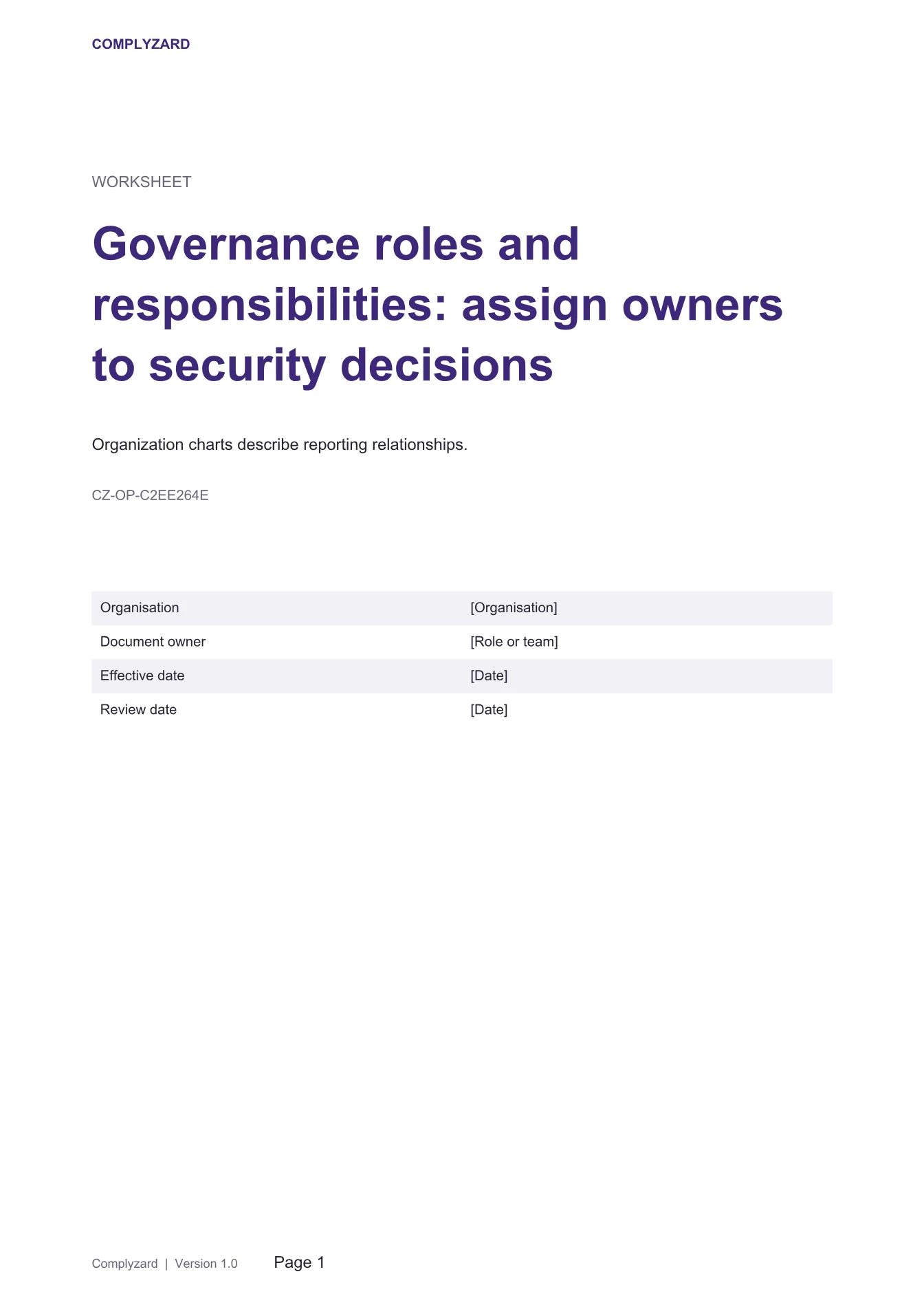 Cover of Governance roles and responsibilities: assign owners to security decisions