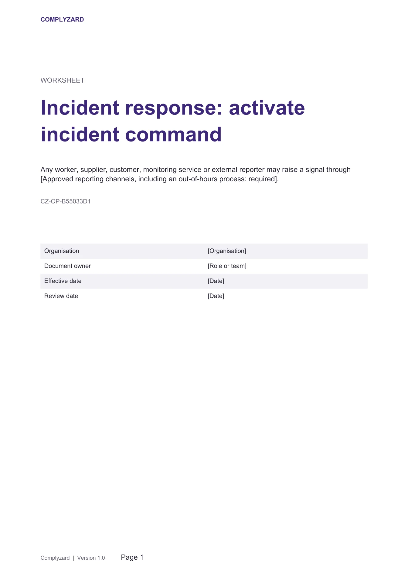 Cover of Incident response: activate incident command