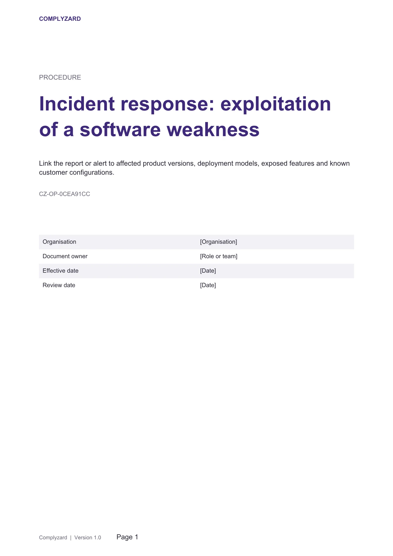 Cover of Incident response: exploitation of a software weakness
