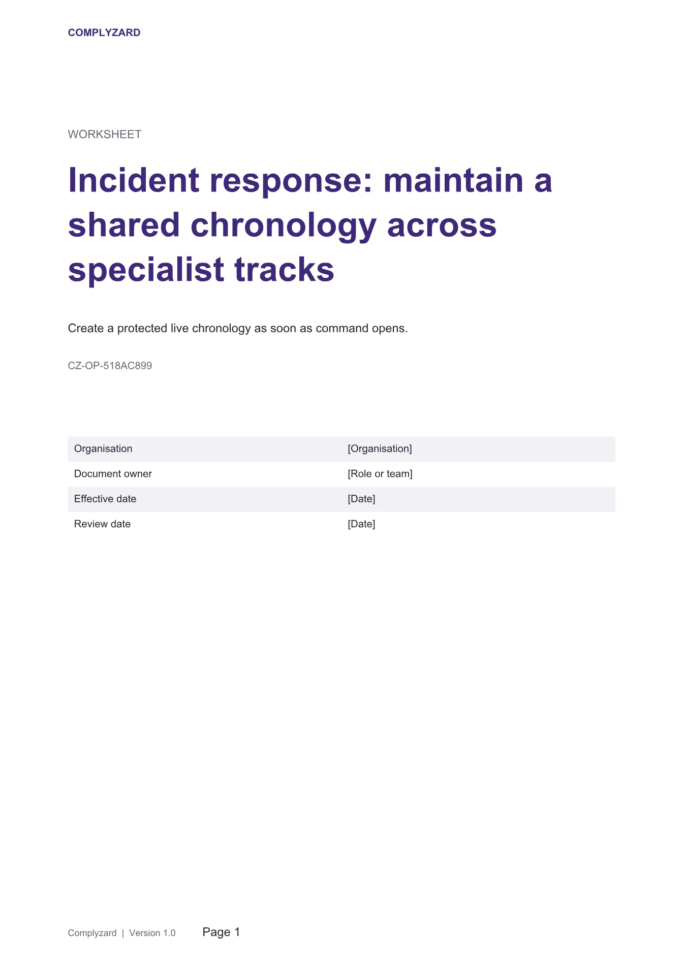 Cover of Incident response: maintain a shared chronology across specialist tracks