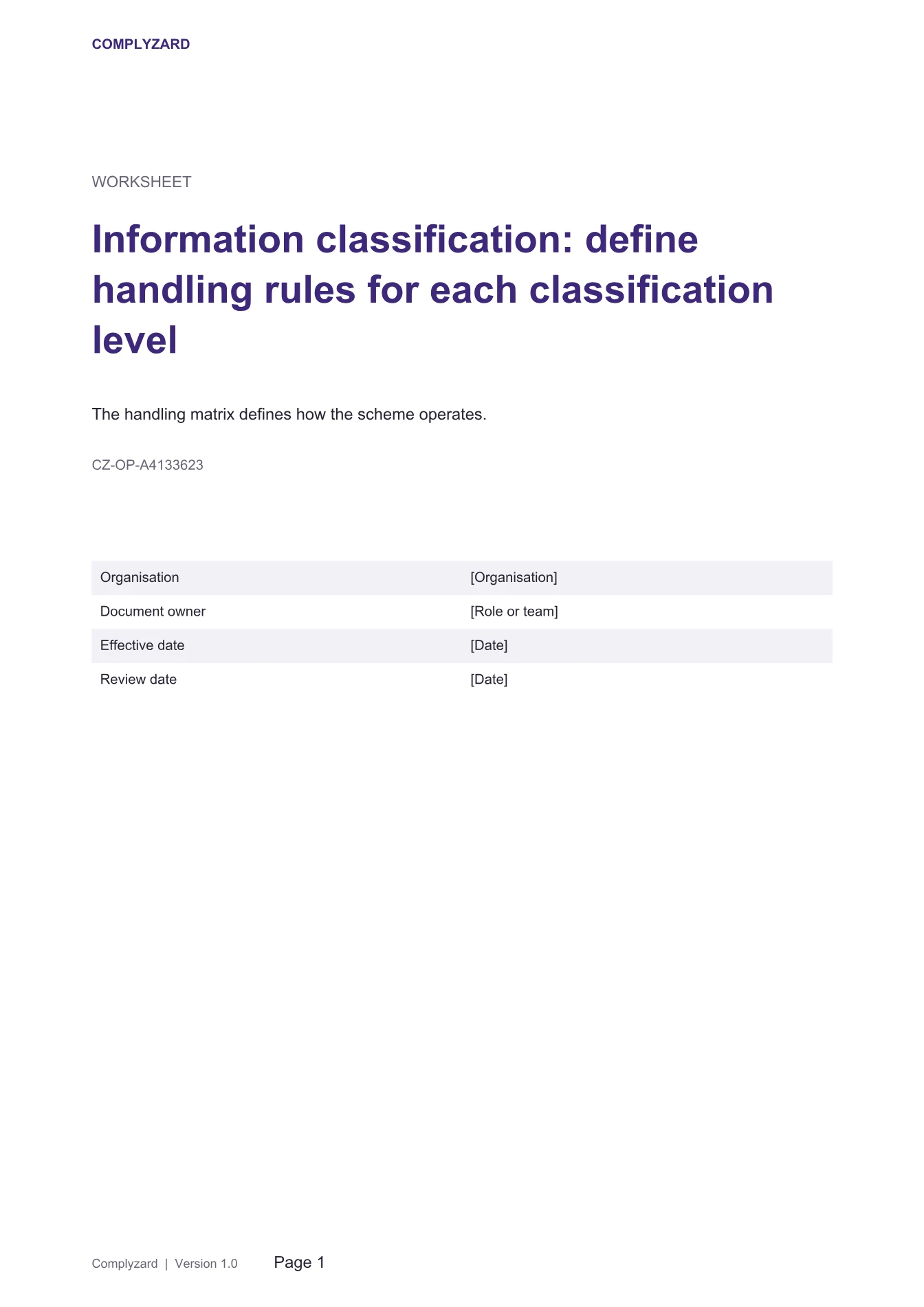 Cover of Information classification: define handling rules for each classification level